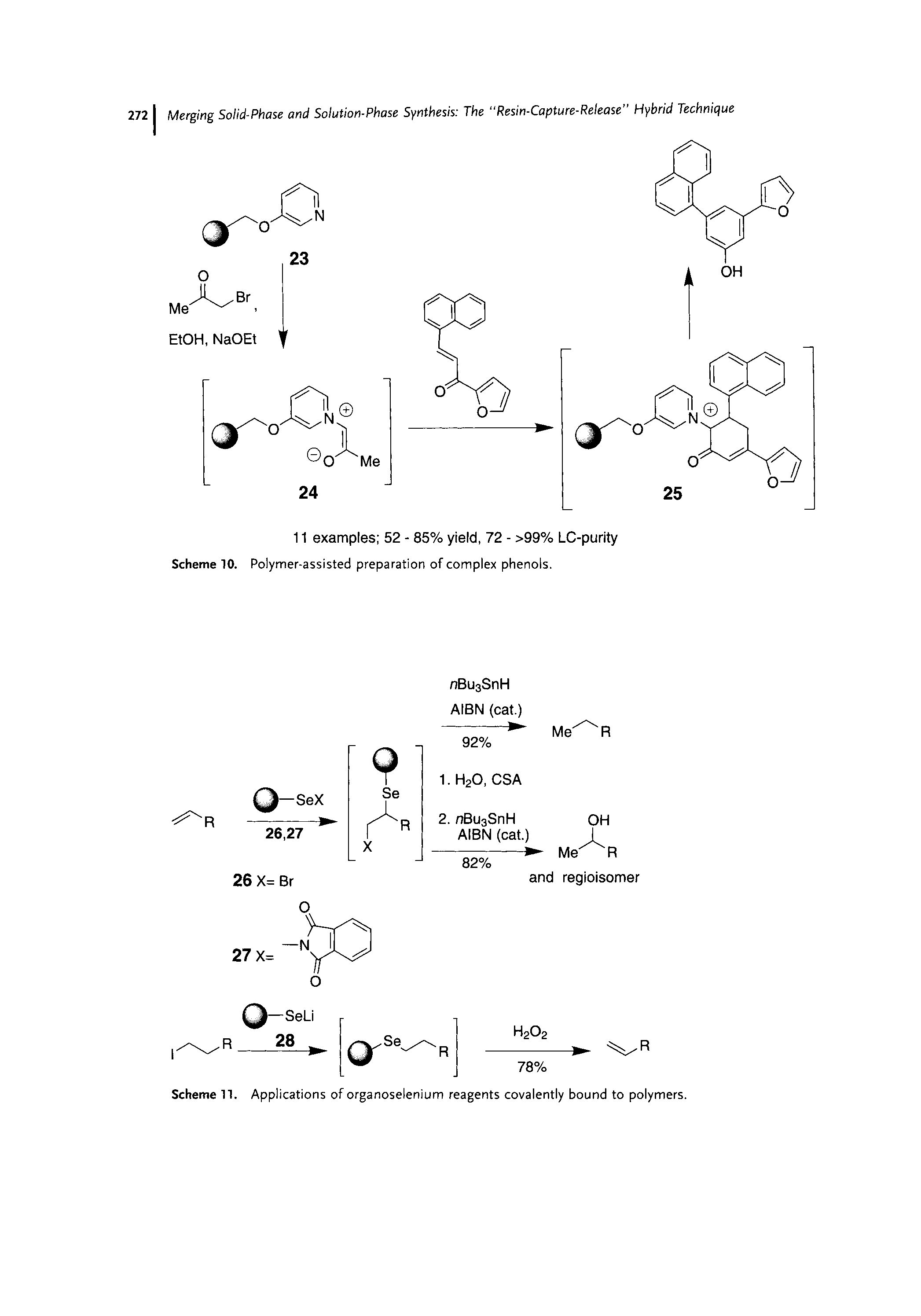 Scheme 11. Applications of organoselenium reagents covalently bound to polymers.
