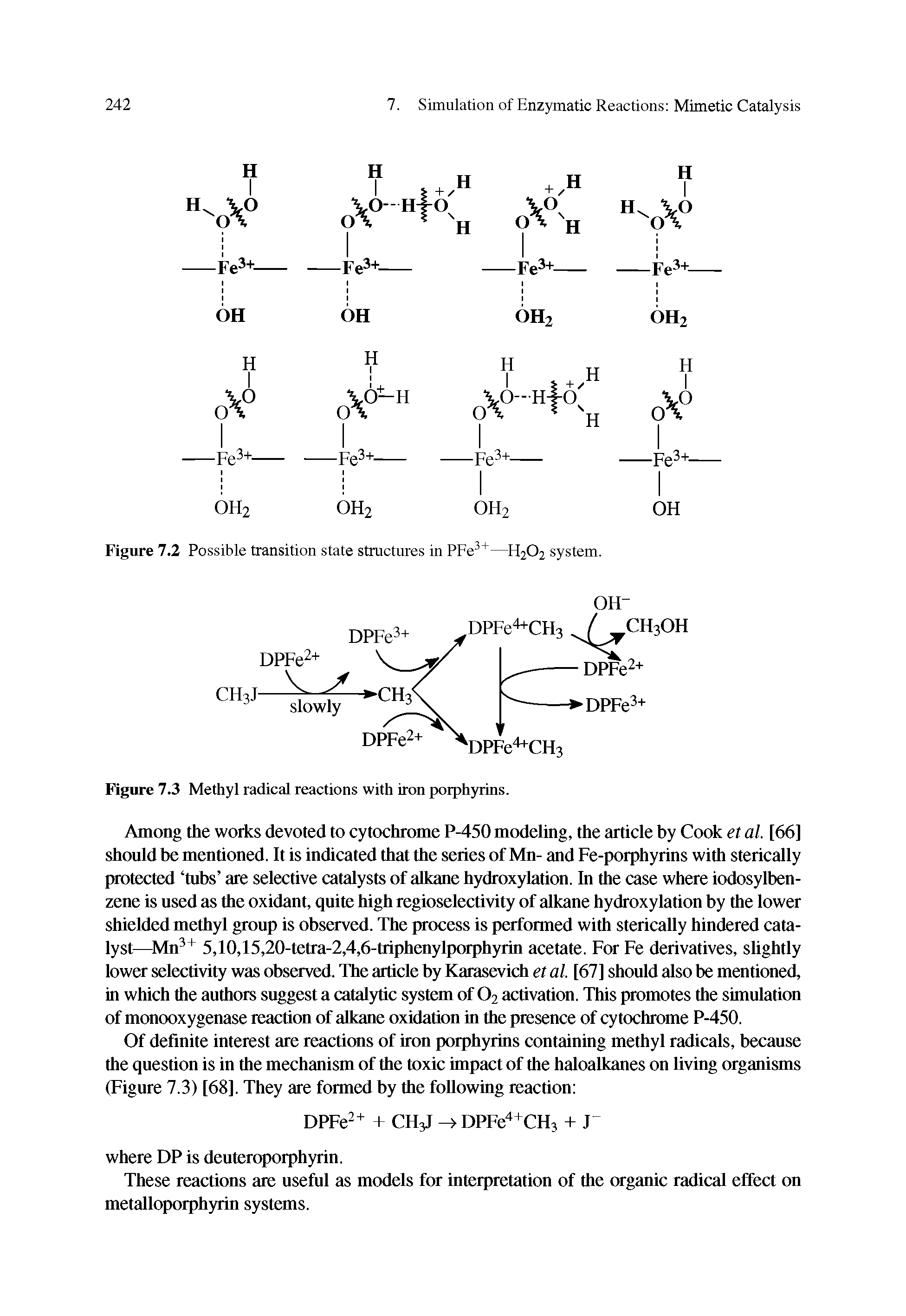 Figure 7.3 Methyl radical reactions with iron porphyrins.