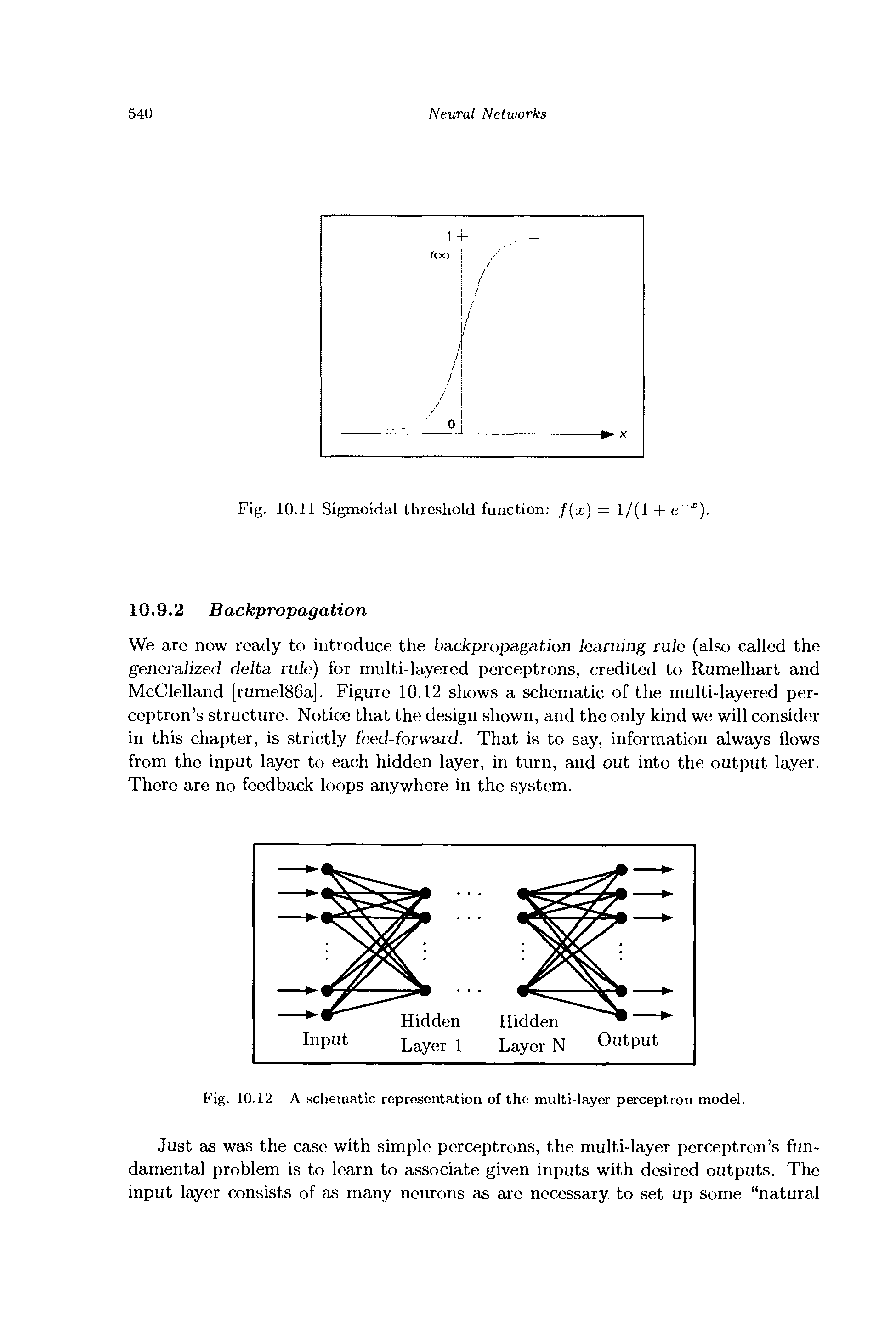 Fig. 10.12 A schematic representation of the multi-layer perceptron model.