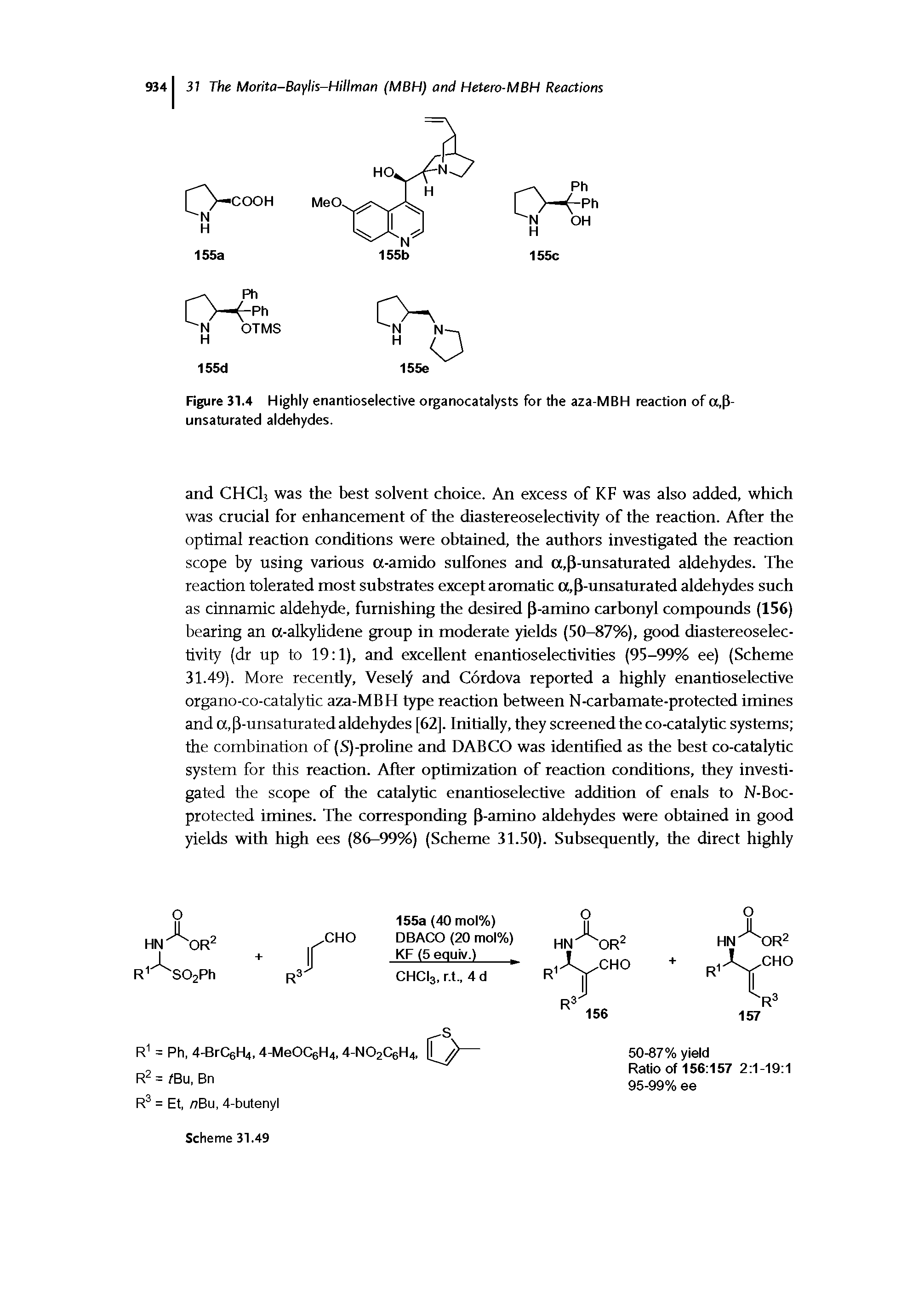 Figure 31.4 Highly enantioselective organocatalysts for the aza-MBH reaction of a,[ unsaturated aldehydes.