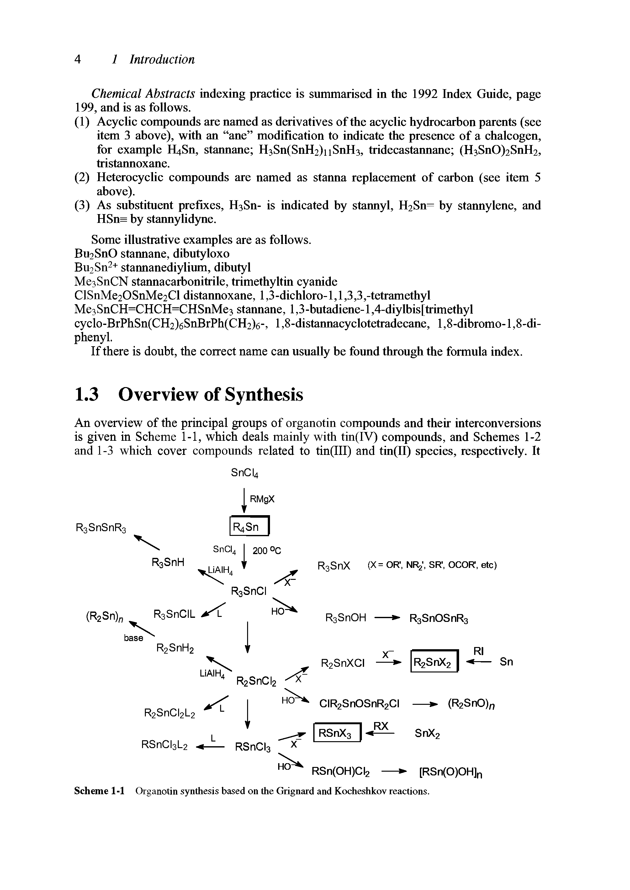 Scheme 1-1 Organotin synthesis based on die Grignard and Kocheshkov reactions.