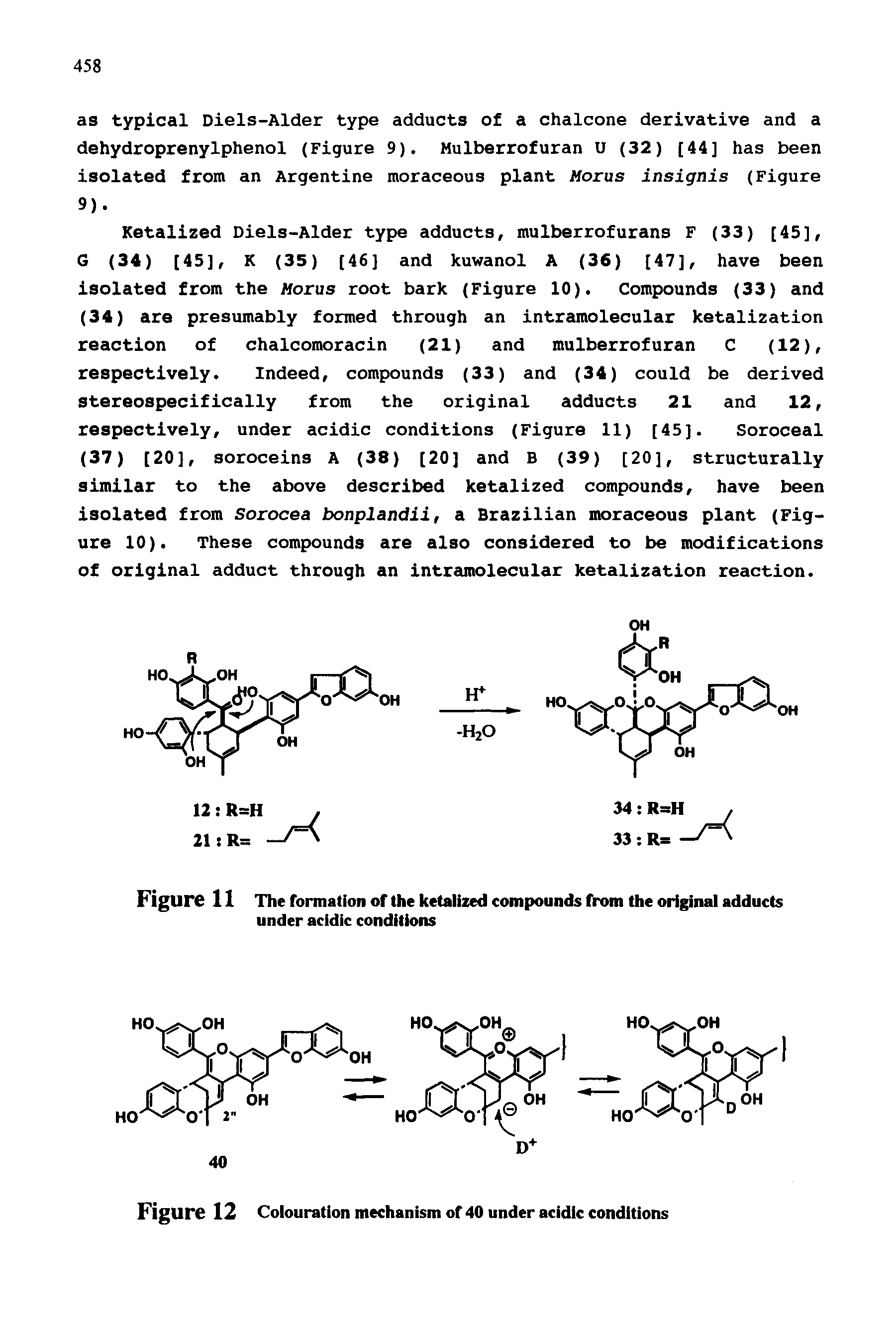 Figure 11 The formation of the ketalized compounds from the original adducts under acidic conditions...