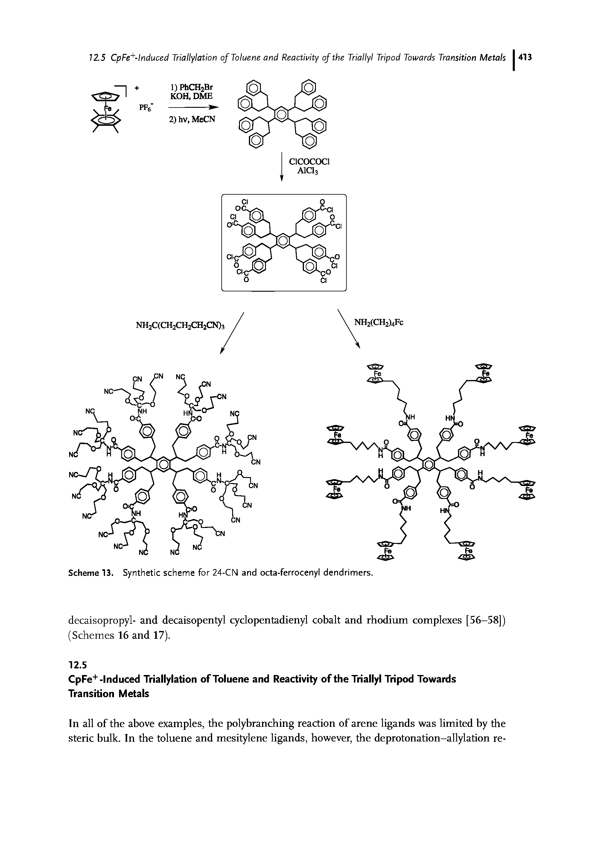 Scheme 13. Synthetic scheme for 24-CN and octa-ferrocenyl dendrimers.