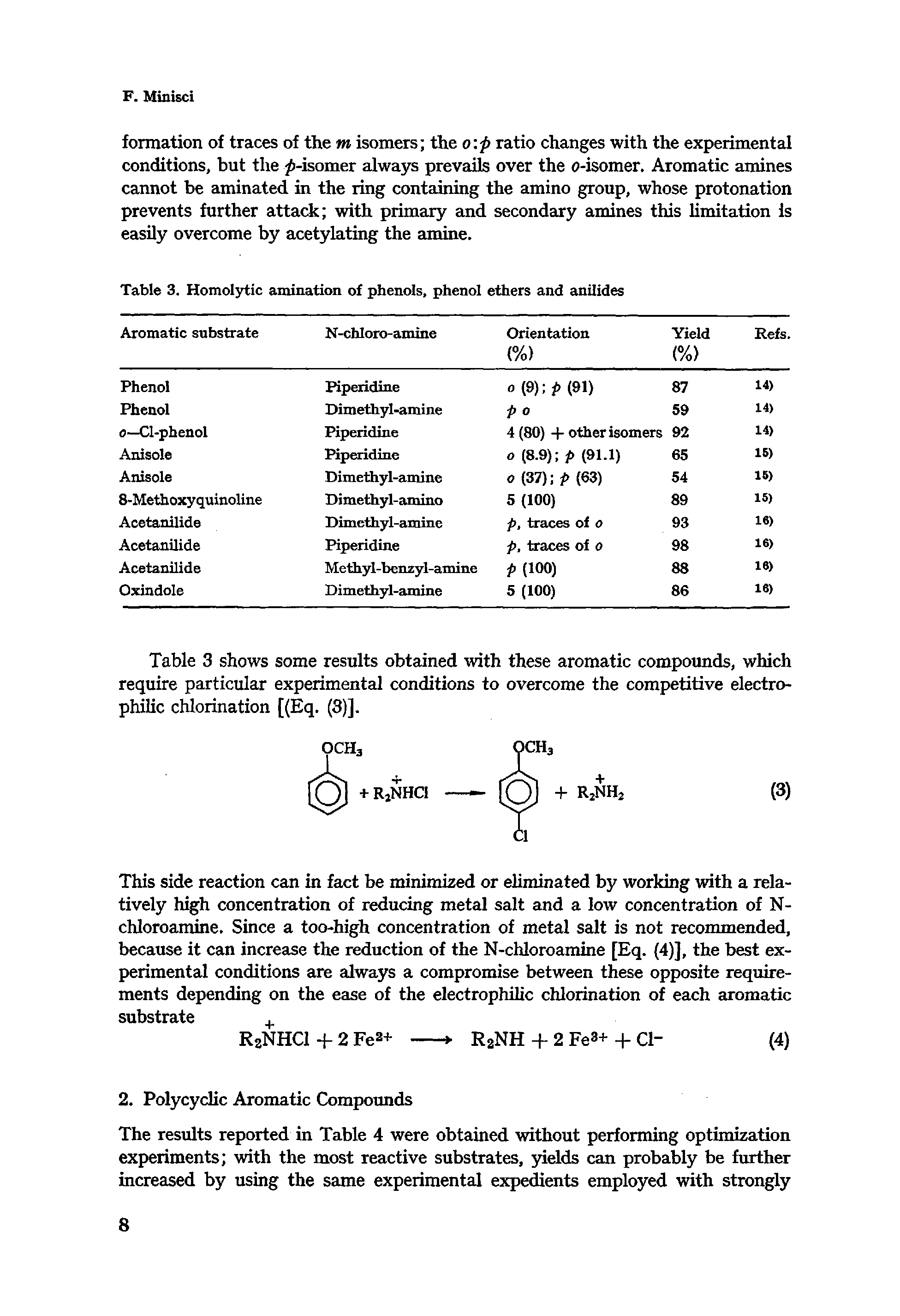 Table 3. Homol3 ic amination of phenols, phenol ethers and anilides...