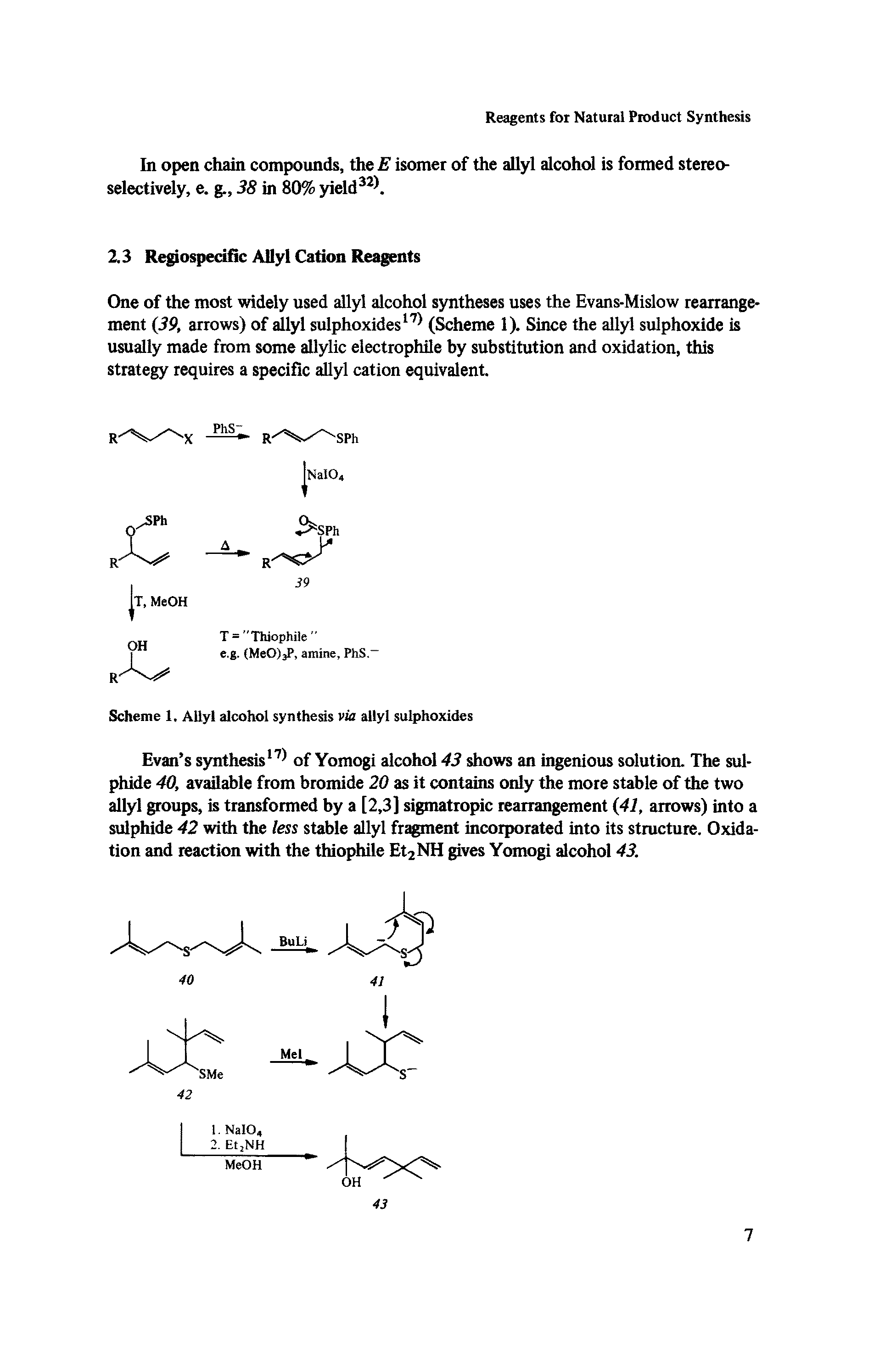 Scheme 1, Allyl alcohol synthesis via allyl sulphoxides...