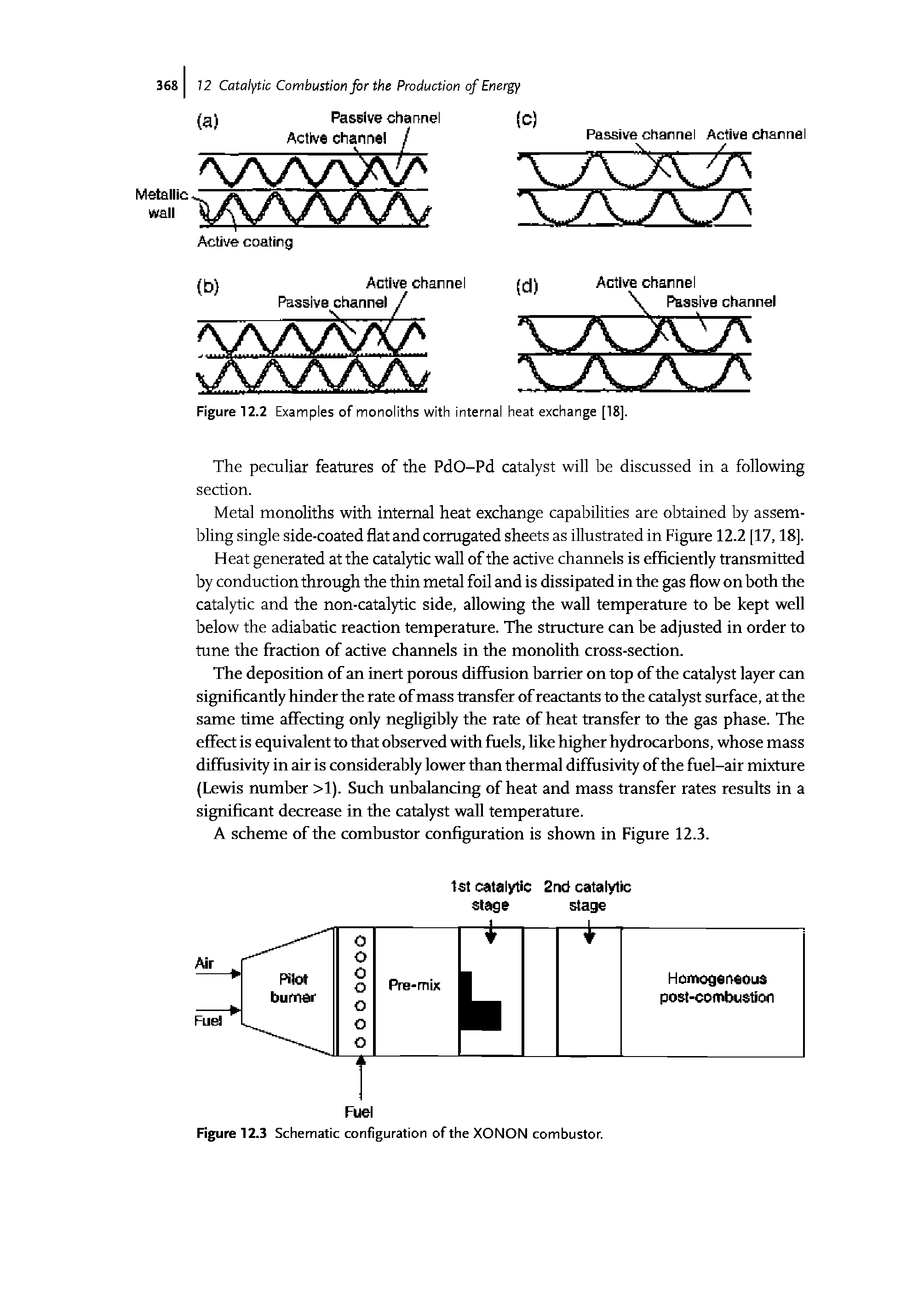 Figure 12.2 Examples of monoliths with internal heat exchange [18].