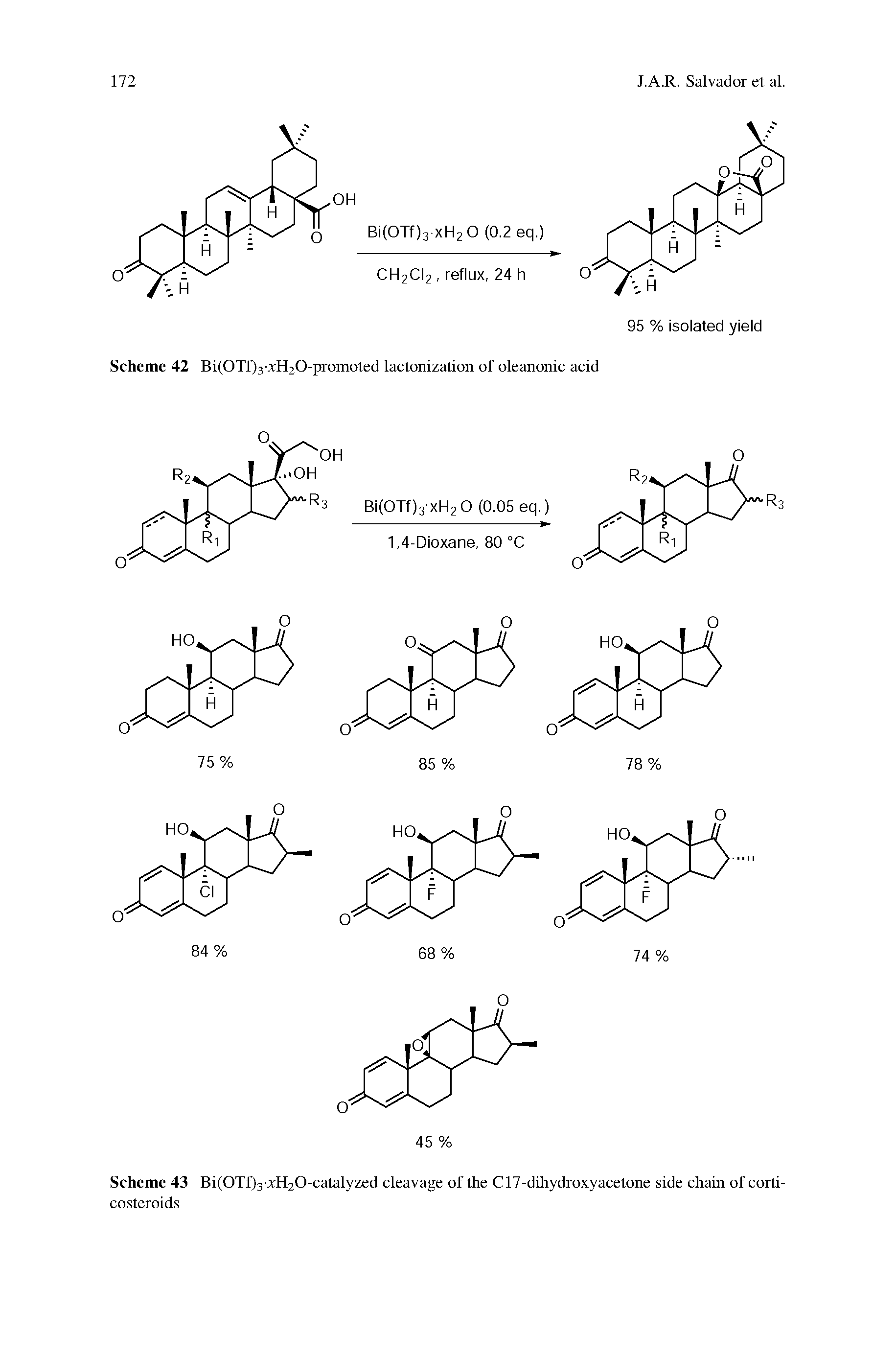 Scheme 43 Bi(0Tf)3-xH20-catalyzed cleavage of the C17-dihydroxyacetone side chain of corticosteroids...