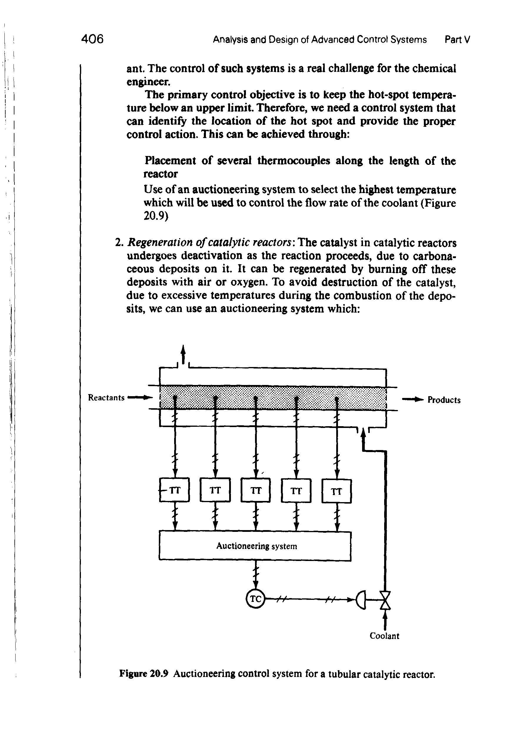 Figure 20.9 Auctioneering control system for a tubular catalytic reactor.