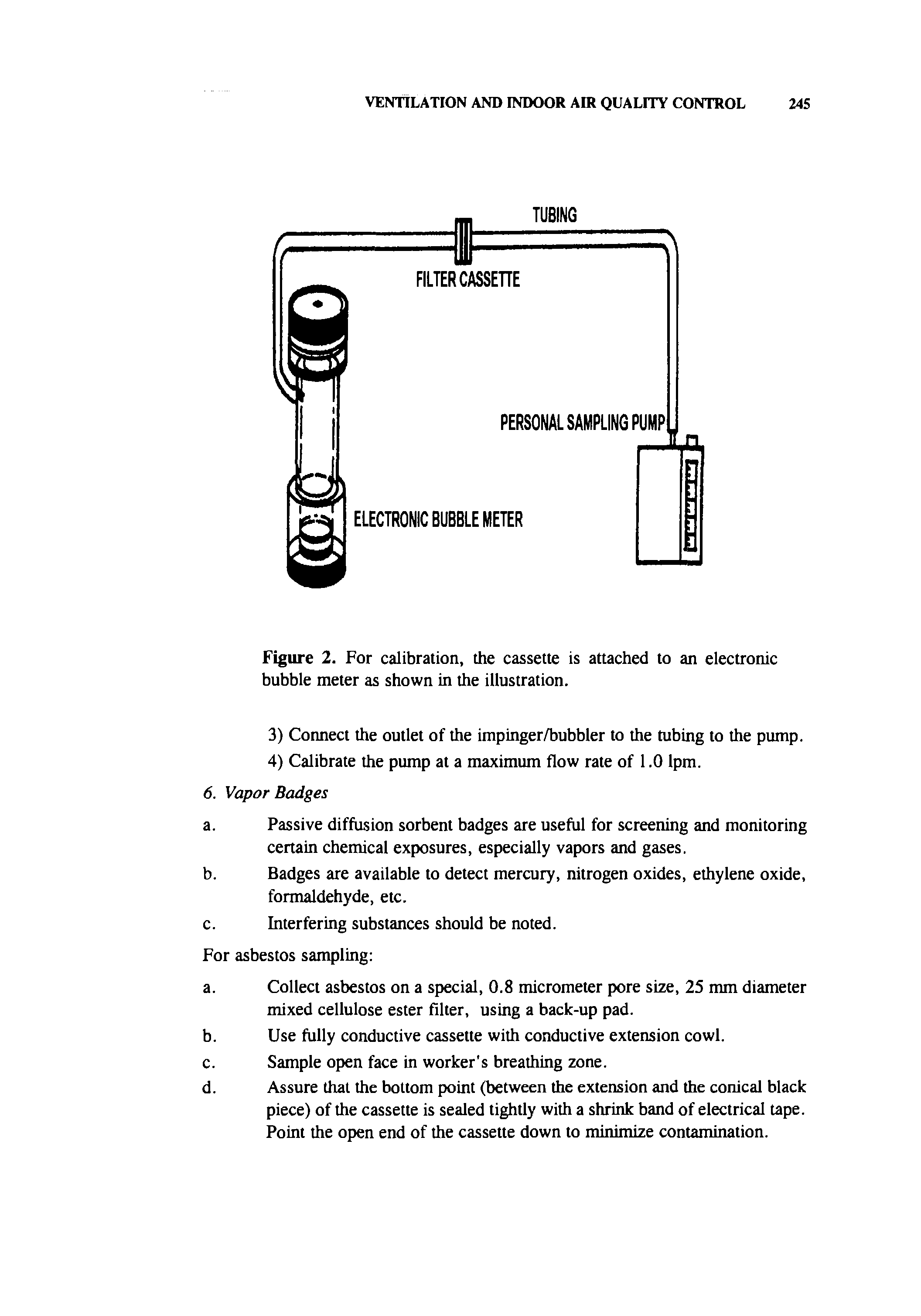 Figure 2. For calibration, the cassette is attached to an electronic bubble meter as shown in the illustration.