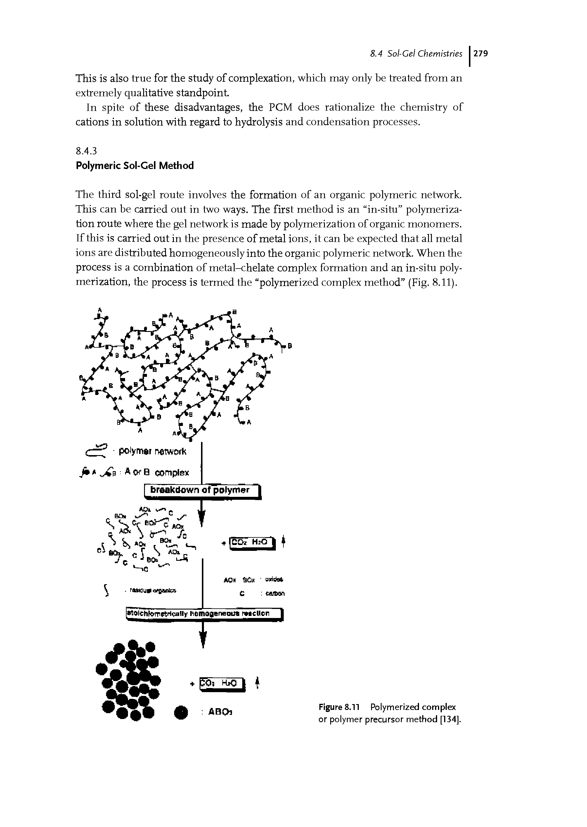 Figure 8.11 Polymerized complex or polymer precursor method [134].