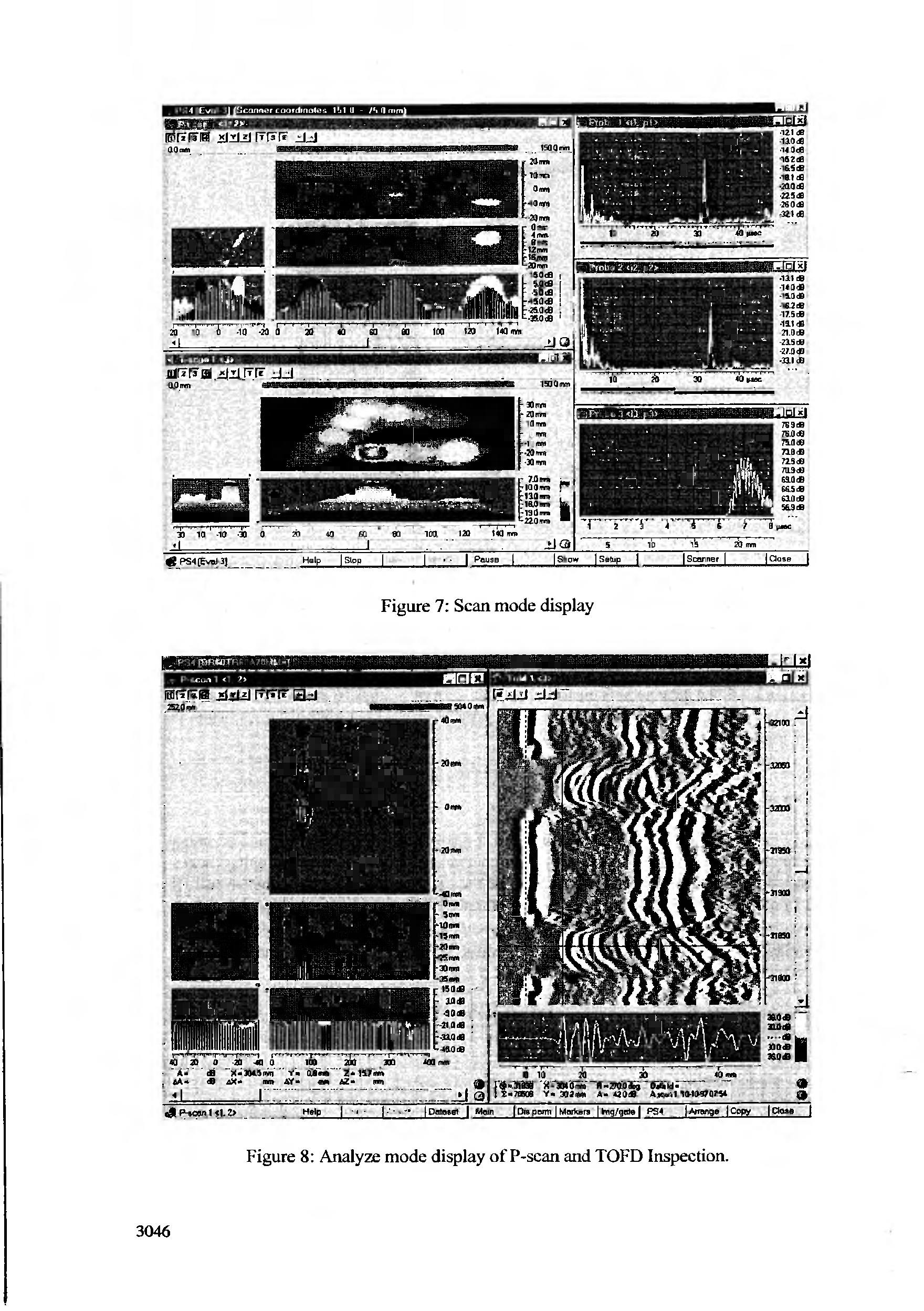 Figure 8 Analyze mode display of P-scan and TOFD Inspection.