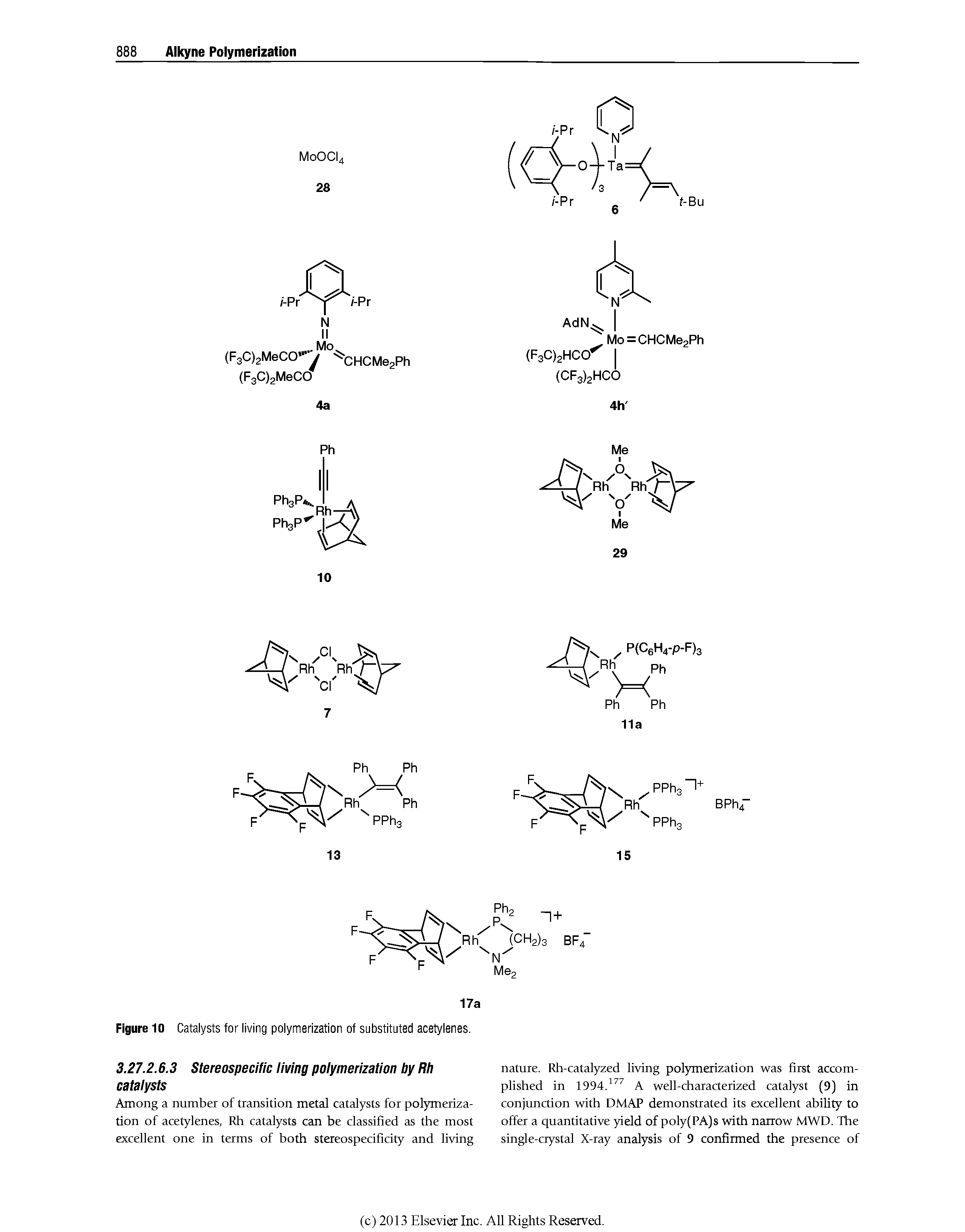 Figure 10 Catalysts for living polymerization of substituted acetylenes.