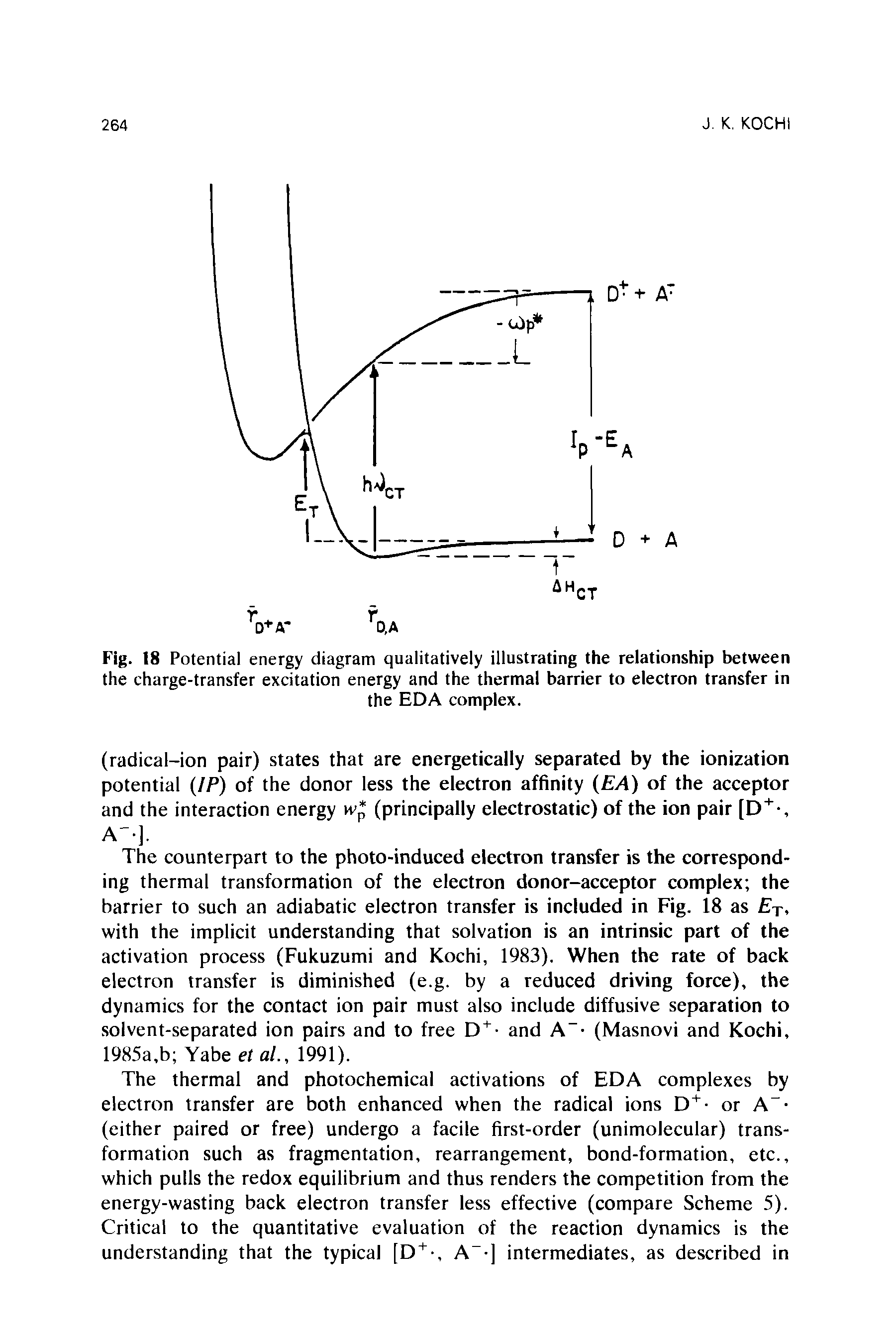 Fig. 18 Potential energy diagram qualitatively illustrating the relationship between the charge-transfer excitation energy and the thermal barrier to electron transfer in...