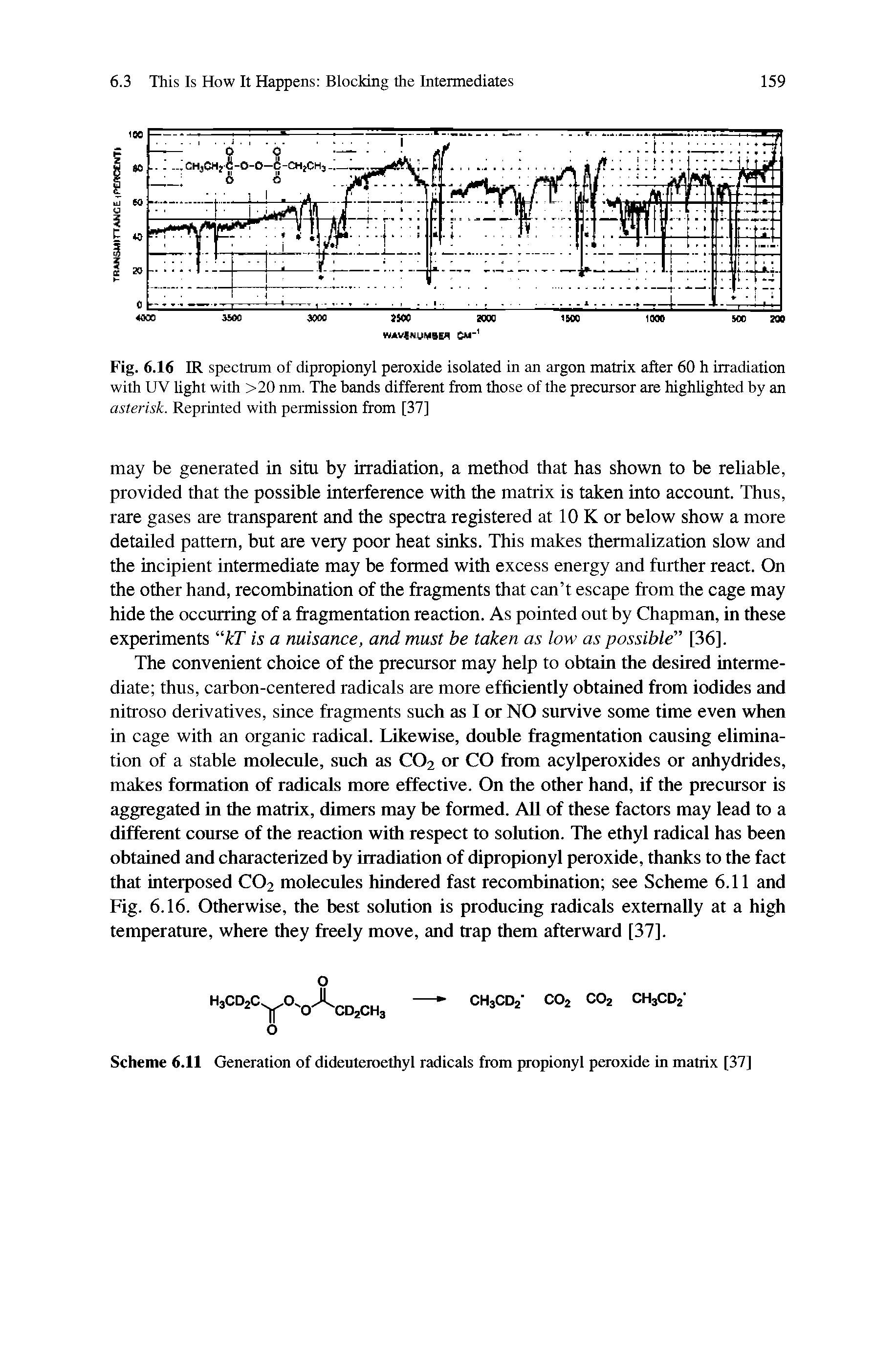 Scheme 6.11 Generation of dideuteioethyl radicals from propionyl peroxide in matrix [37]...