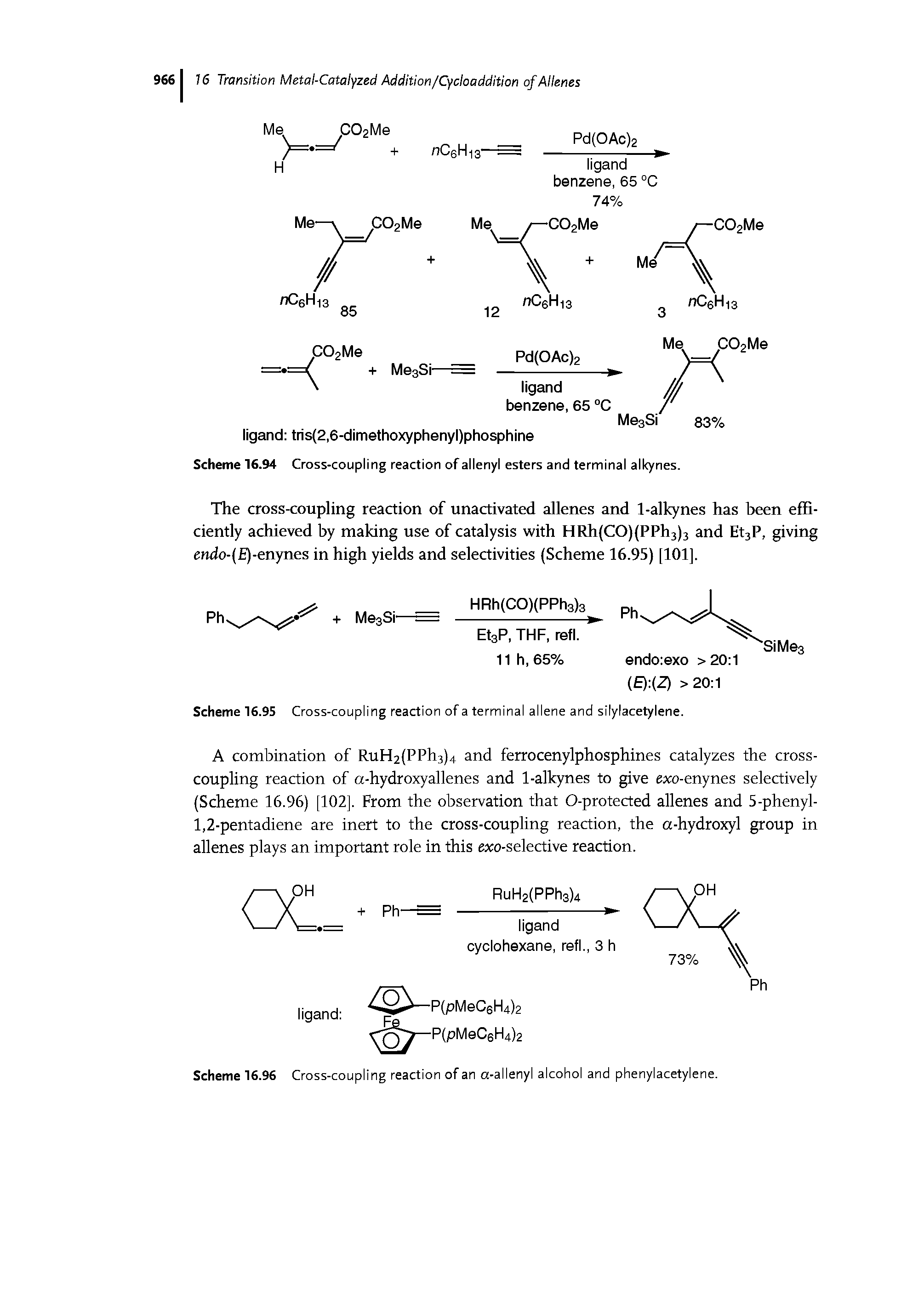 Scheme 16.95 Cross-coupling reaction of a terminal allene and silylacetylene.