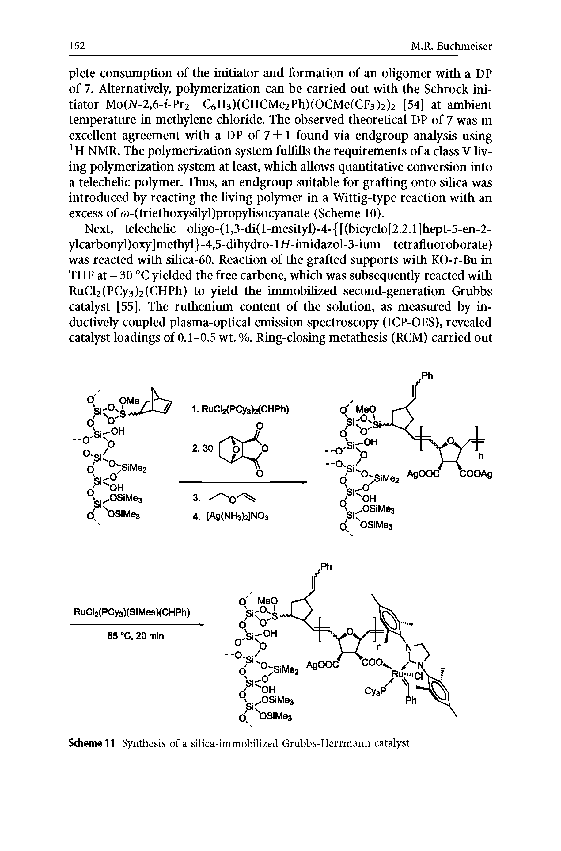 Scheme 11 Synthesis of a silica-immobUized Grubbs-Herrmann catalyst...