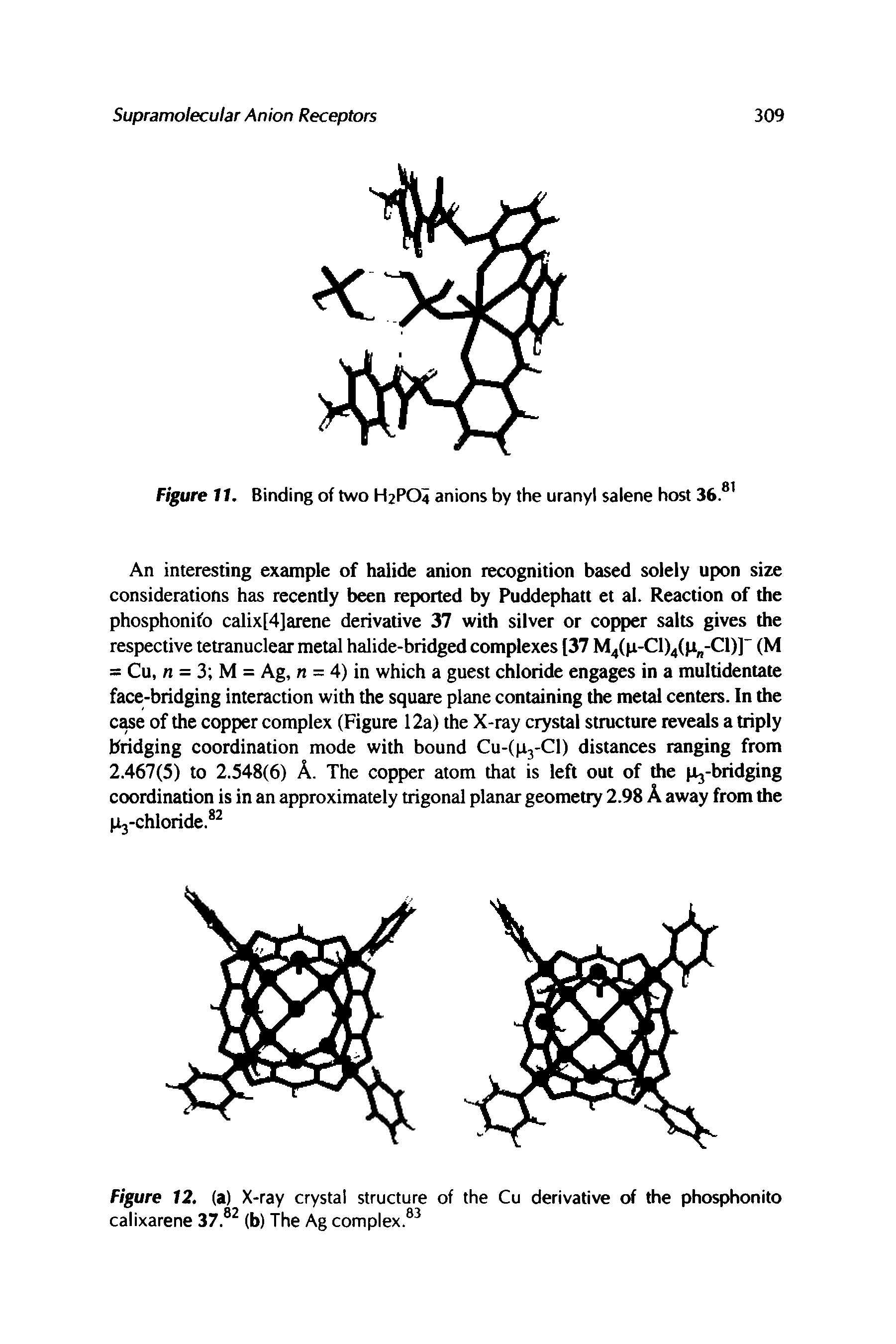 Figure 11. Binding of two H2PO4 anions by the uranyl salene host 36.