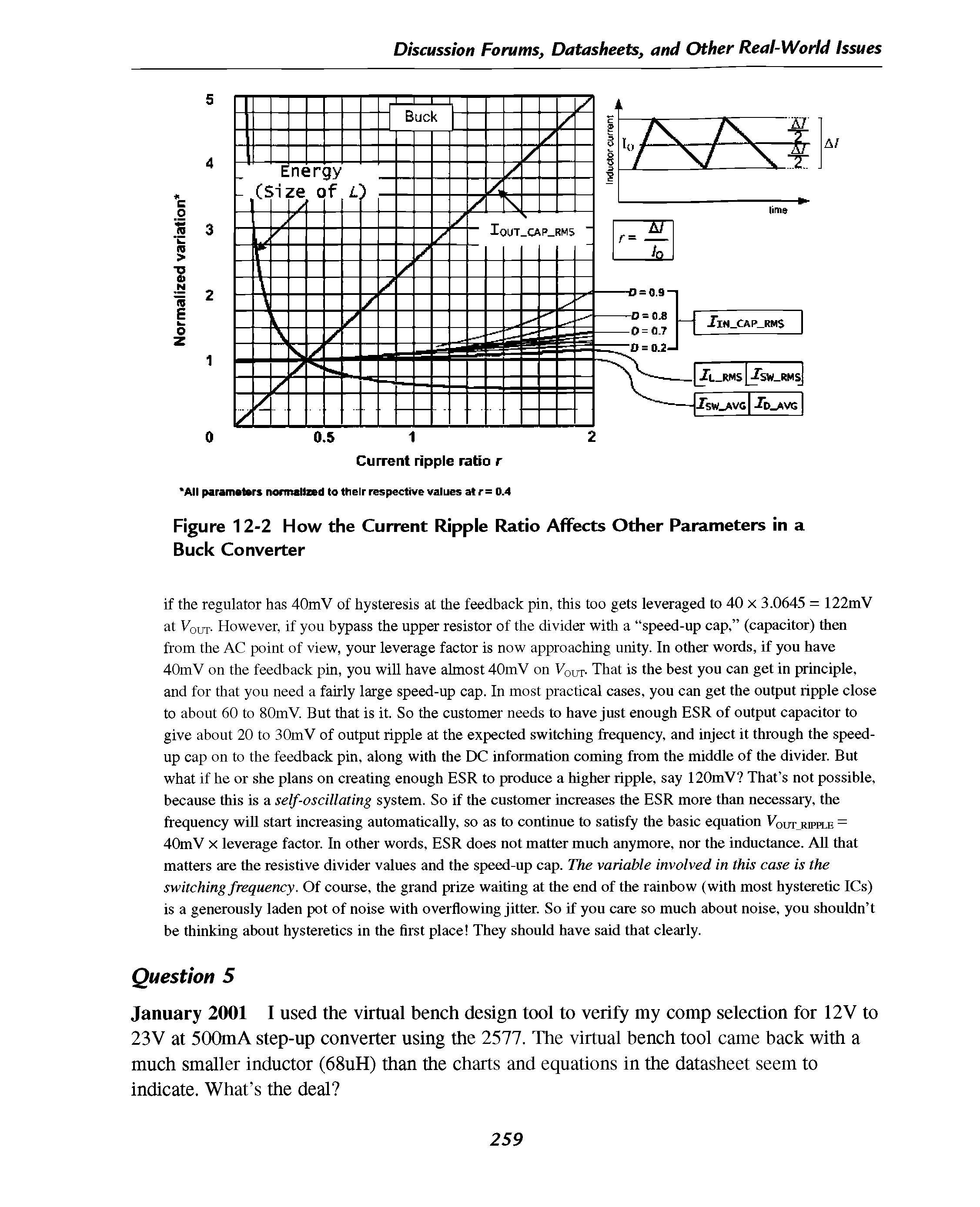 Figure 12-2 How the Current Ripple Ratio Affects Other Parameters in a Buck Converter...