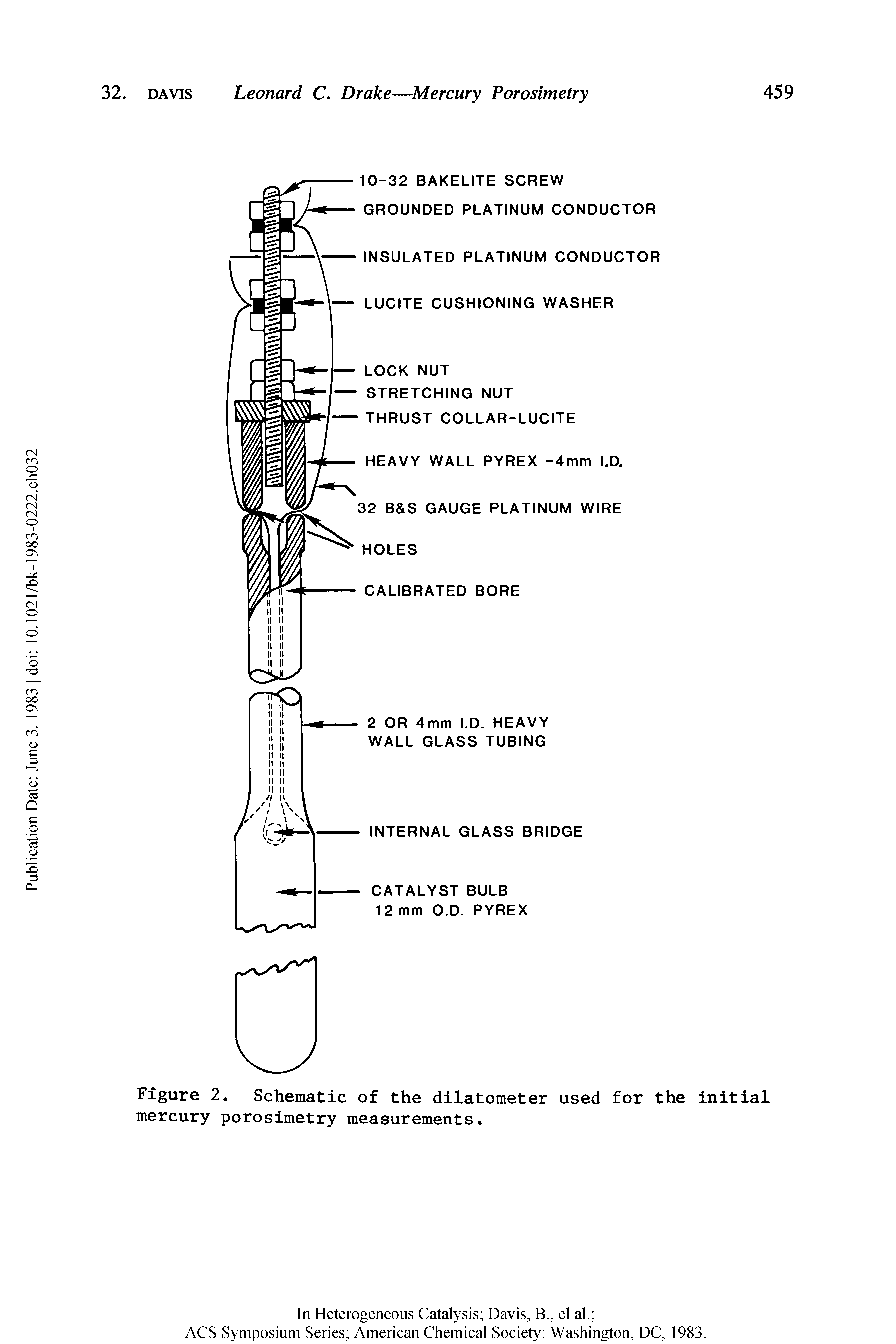 Figure 2, Schematic of the dilatometer used for the initial mercury porosimetry measurements.
