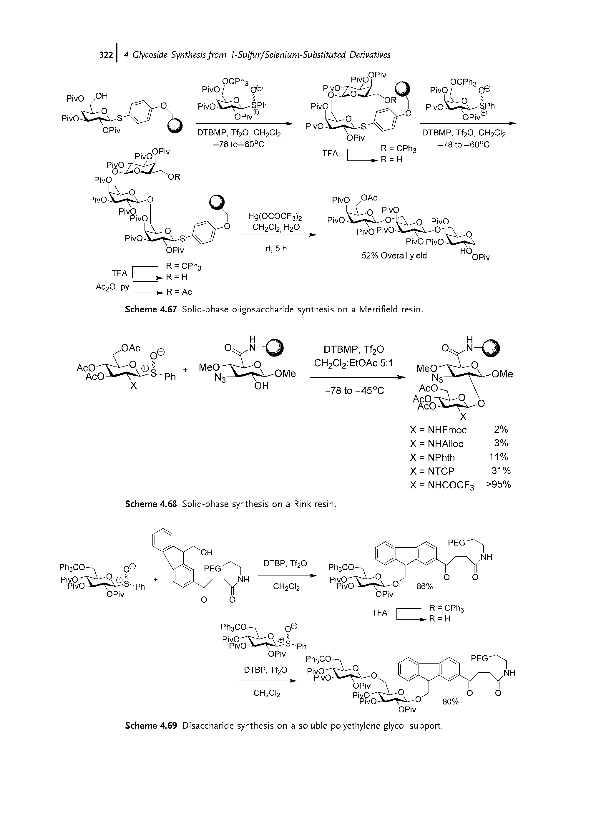 Scheme 4.69 Disaccharide synthesis on a soluble polyethylene glycol support.