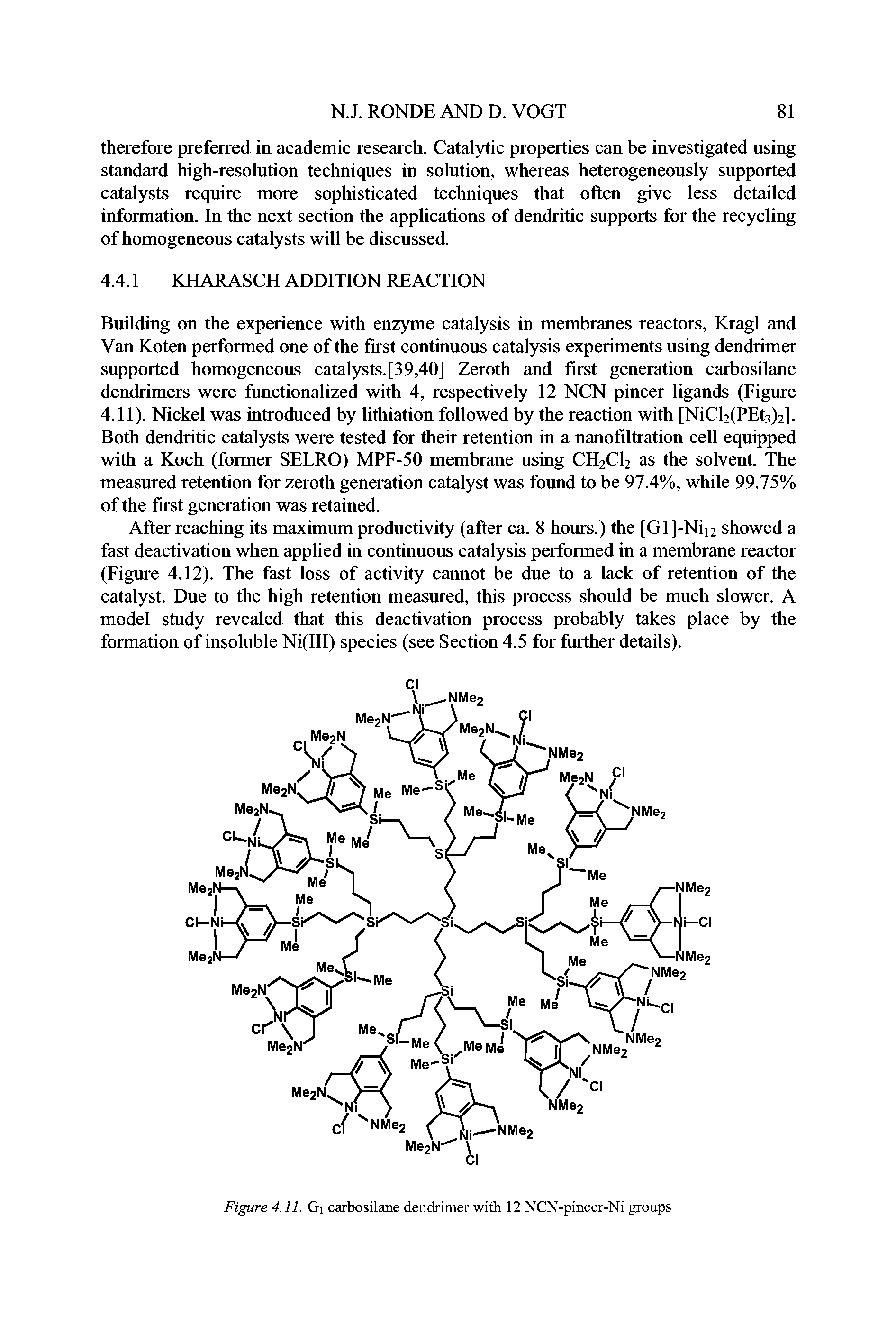 Figure 4.11. Gi carbosilane dendrimer with 12 NCN-pincer-Ni groups...