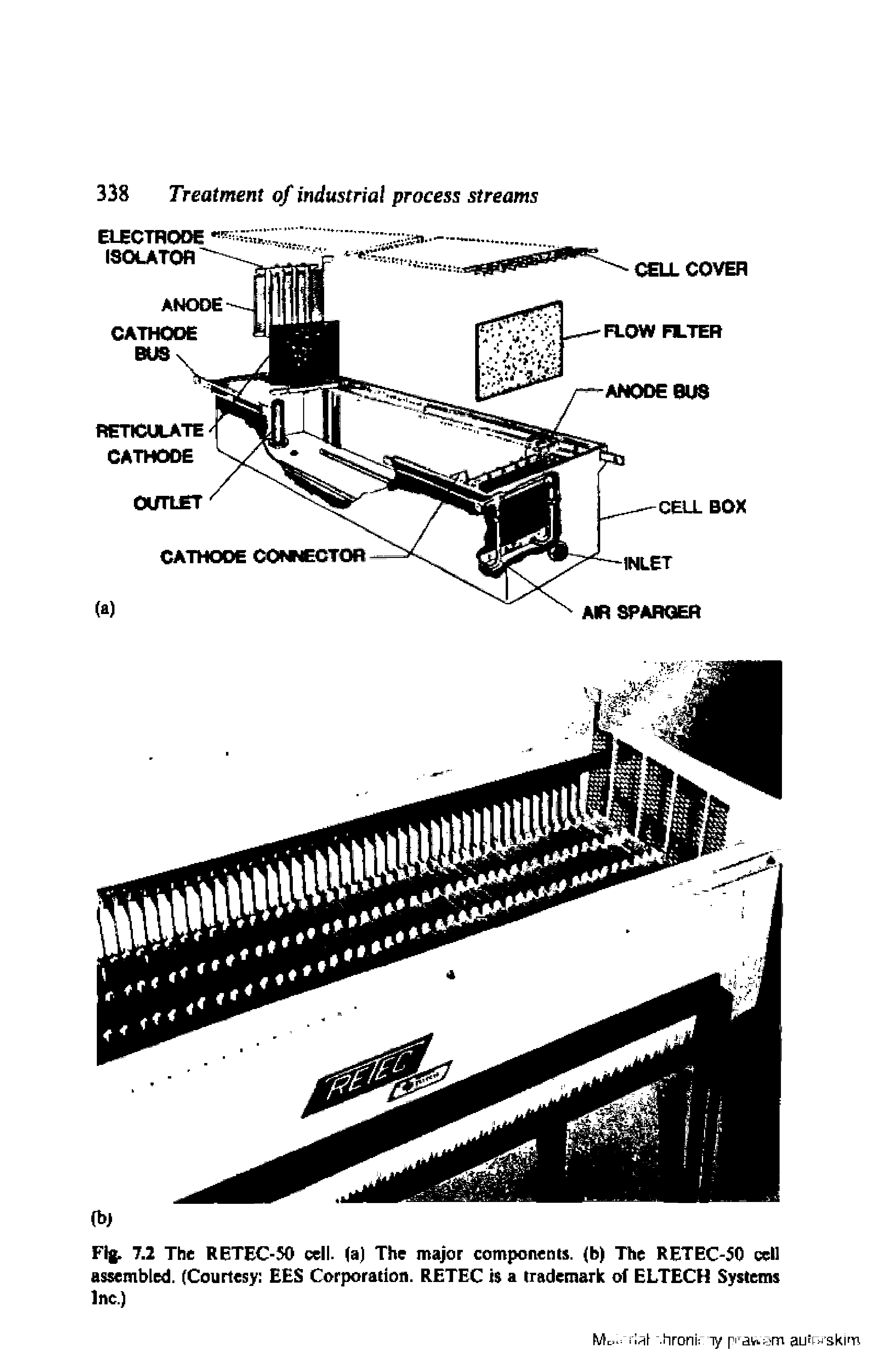 Fig. 7.2 The RETEC-50 cell, fa) The major components, (b) The RETEC-50 cell assembled. (Courtesy EES Corporation. RETEC t a trademark of ELTECH Systems Inc.)...