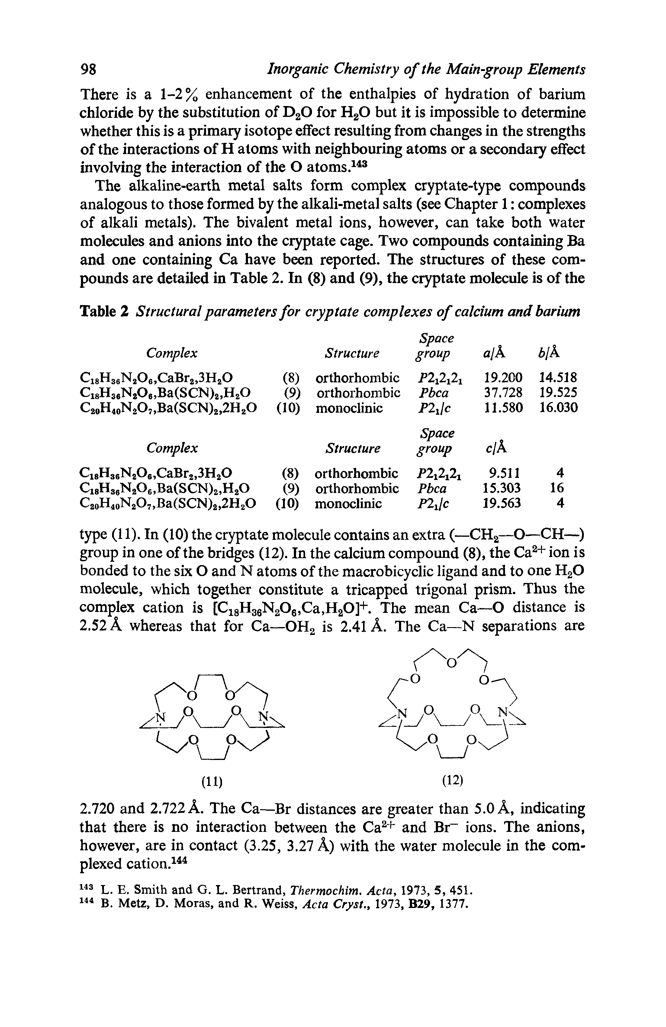 Table 2 Structural parameters for cryptate complexes of calcium and barium...