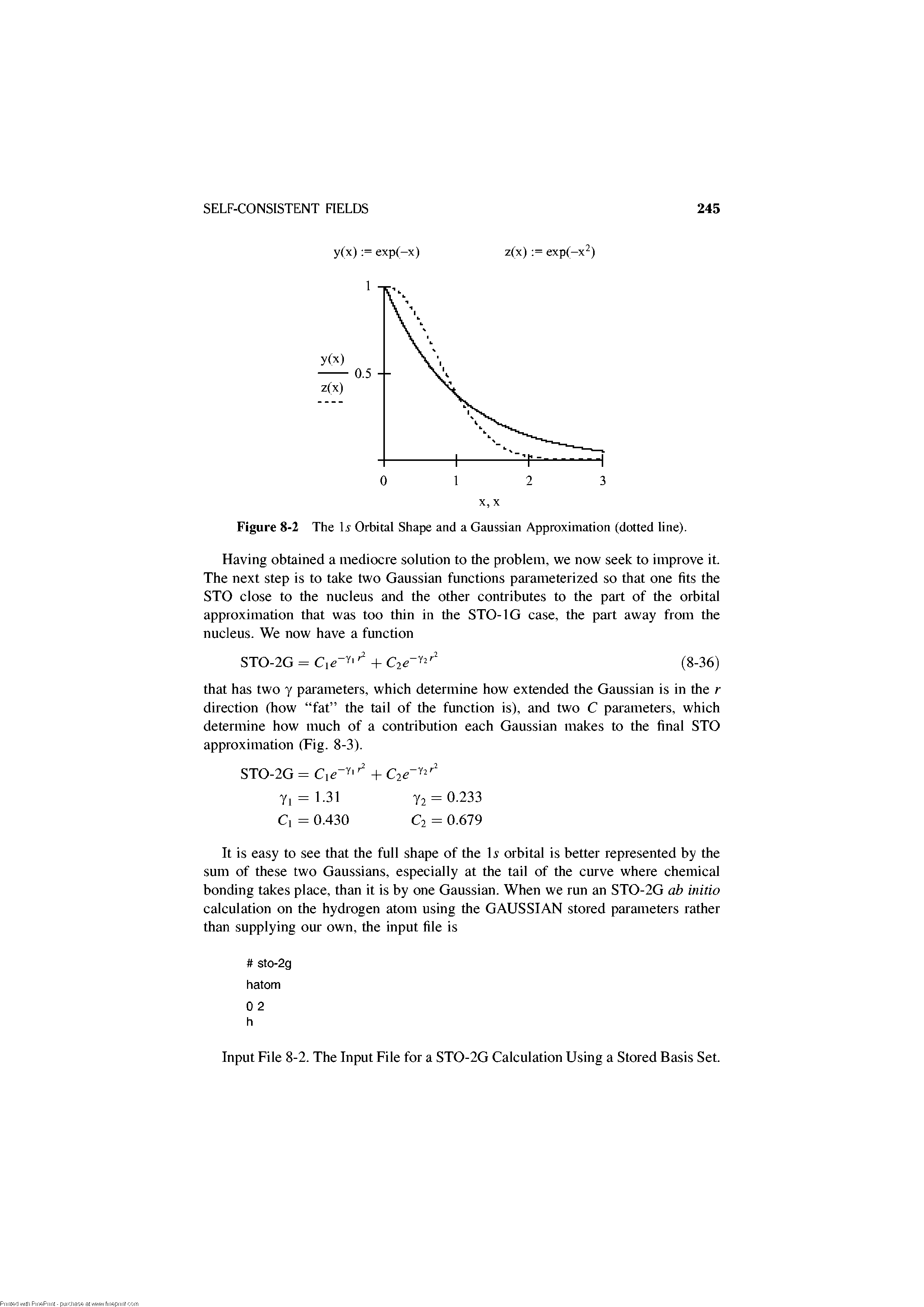 Figure 8-2 The li Orbital Shape and a Gaussian Approximation (dotted line).