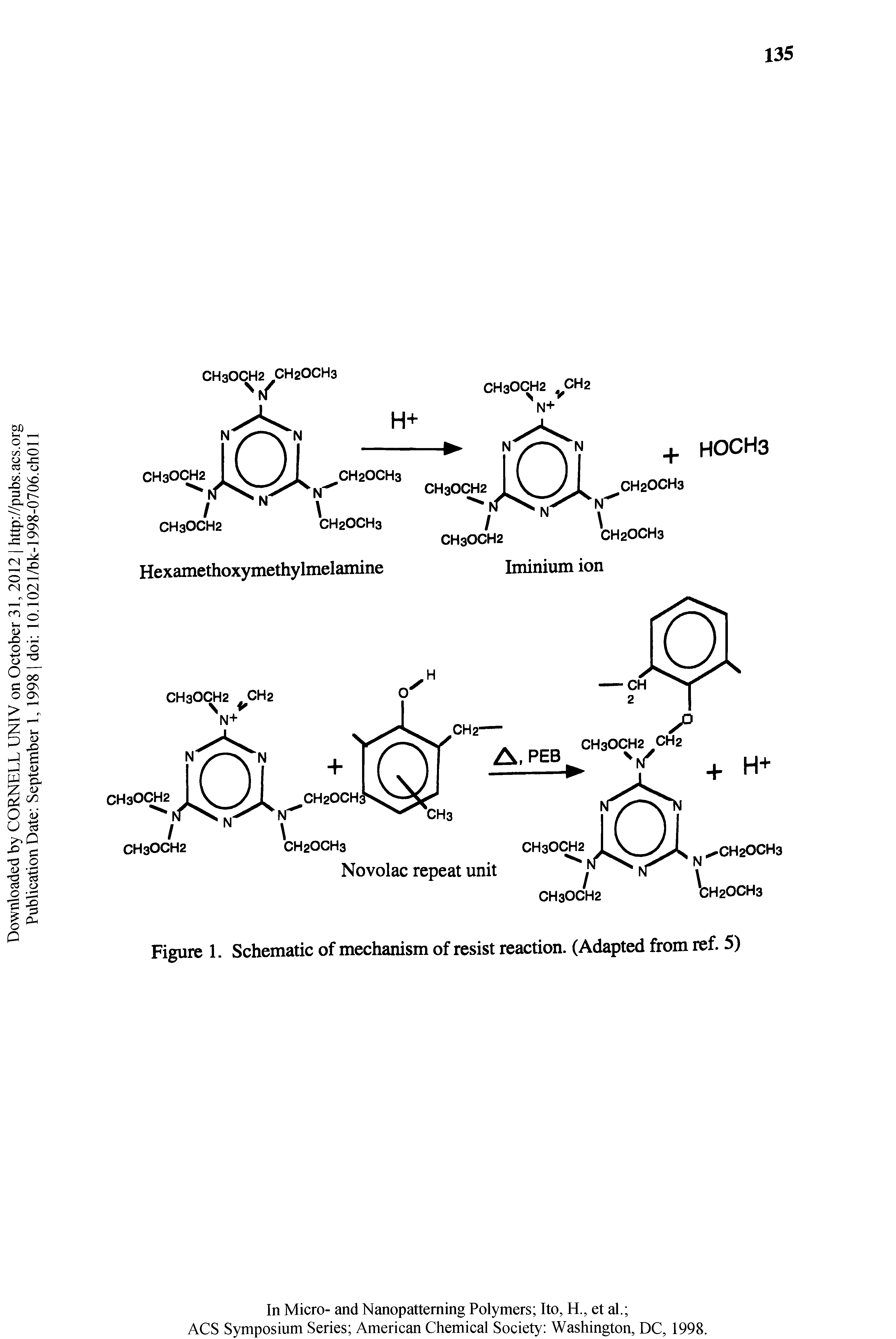 Figure 1. Schematic of mechanism of resist reaction. (Adapted from ref. 5)...