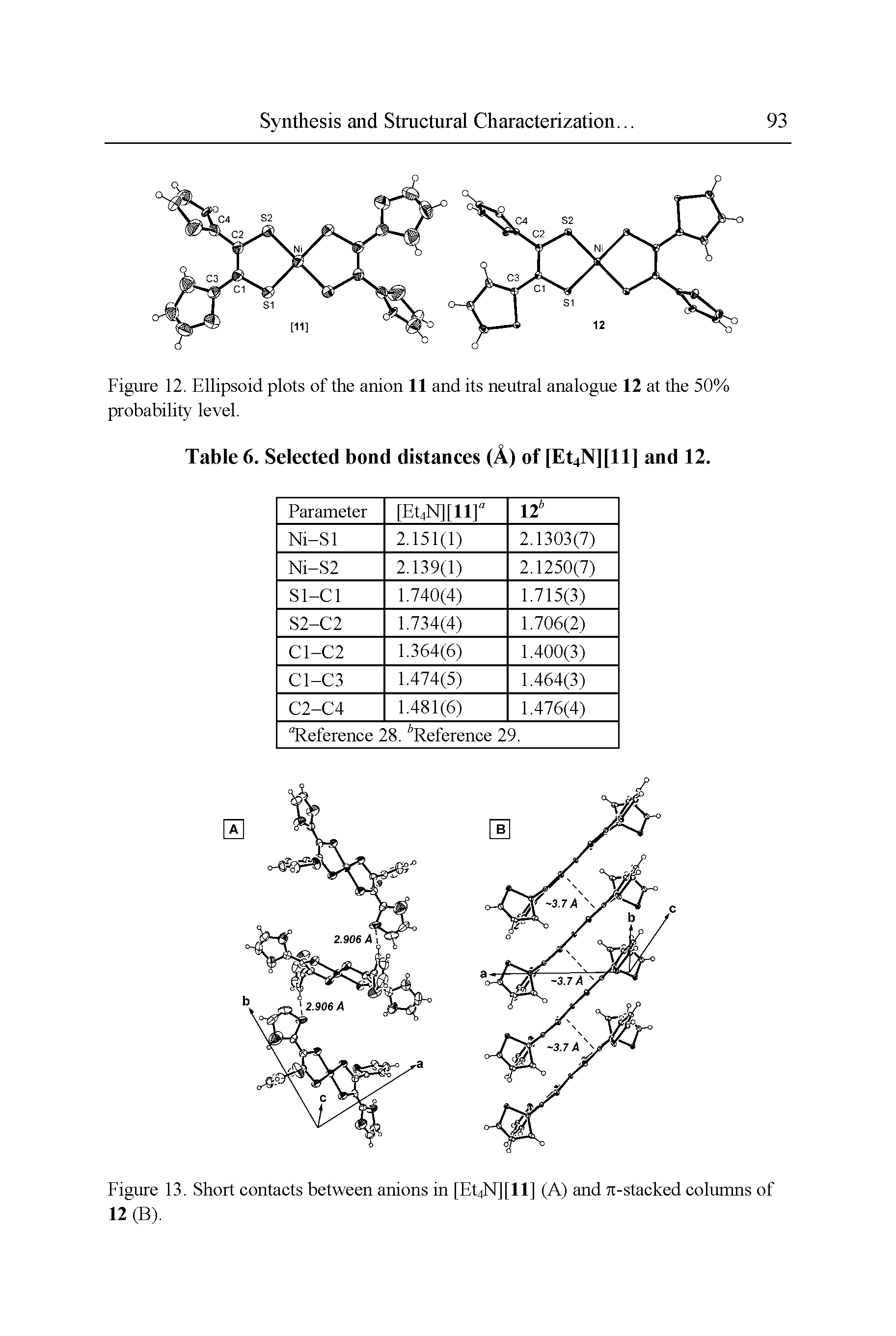 Figure 13. Short contacts between anions in [Et4N][ll] (A) and 7i-stacked columns of 12 (B).