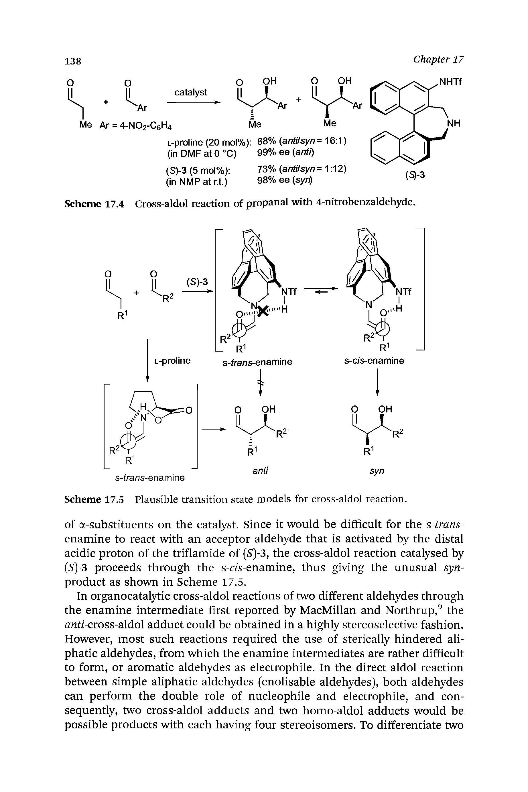 Scheme 17.5 Plausible transition-state models for cross-aldol reaction.