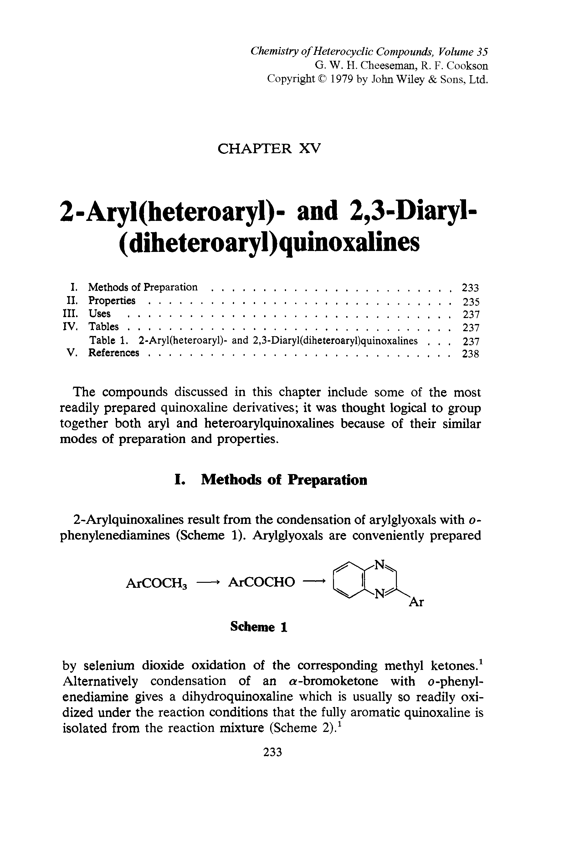 Table 1. 2-Aryl(heteroaryl)- and 2,3-Diaryl(diheteroaryl)quinoxalines. . . 237...