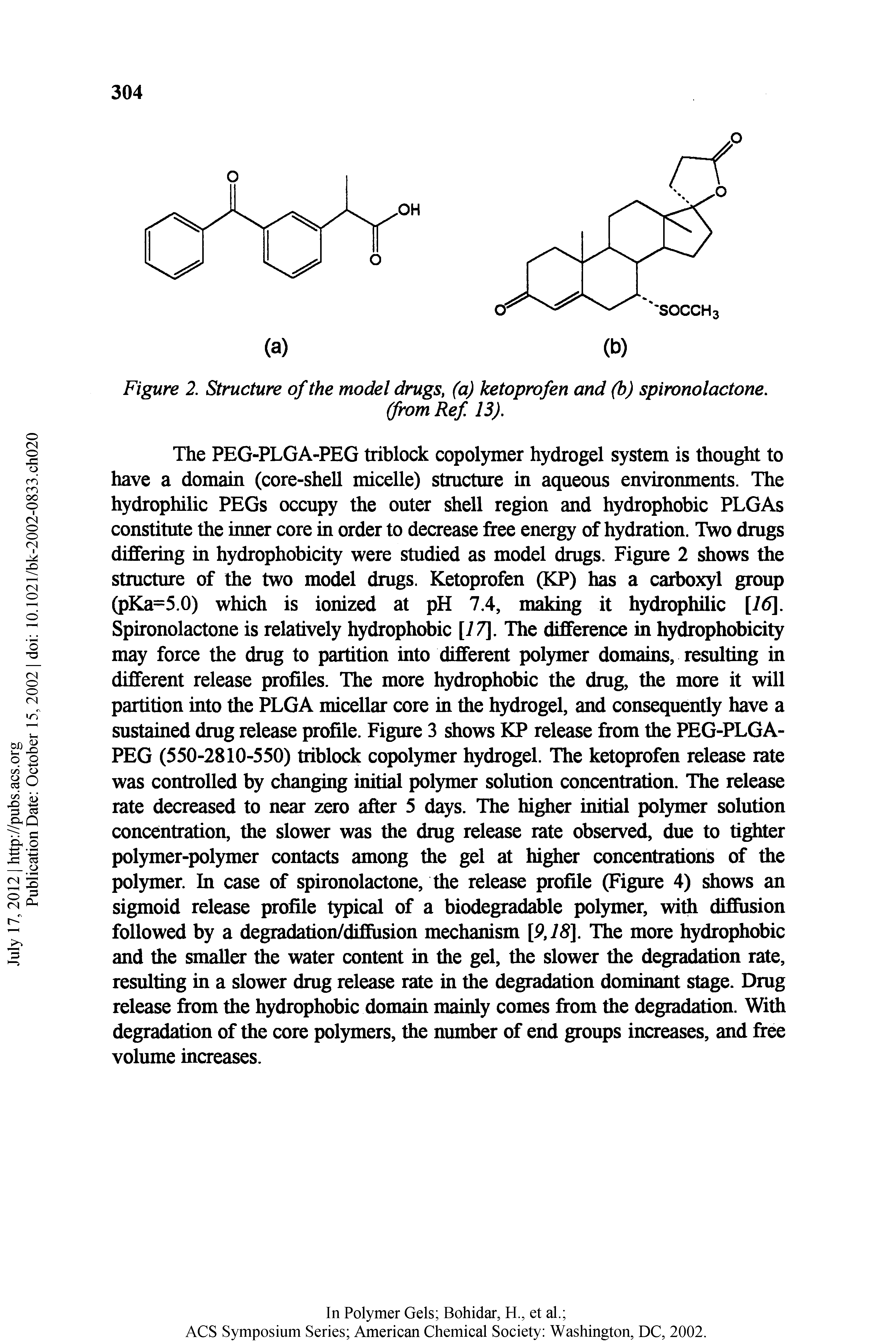 Figure 2. Structure of the model drugs, (a) ketoprofen and (b) spironolactone.