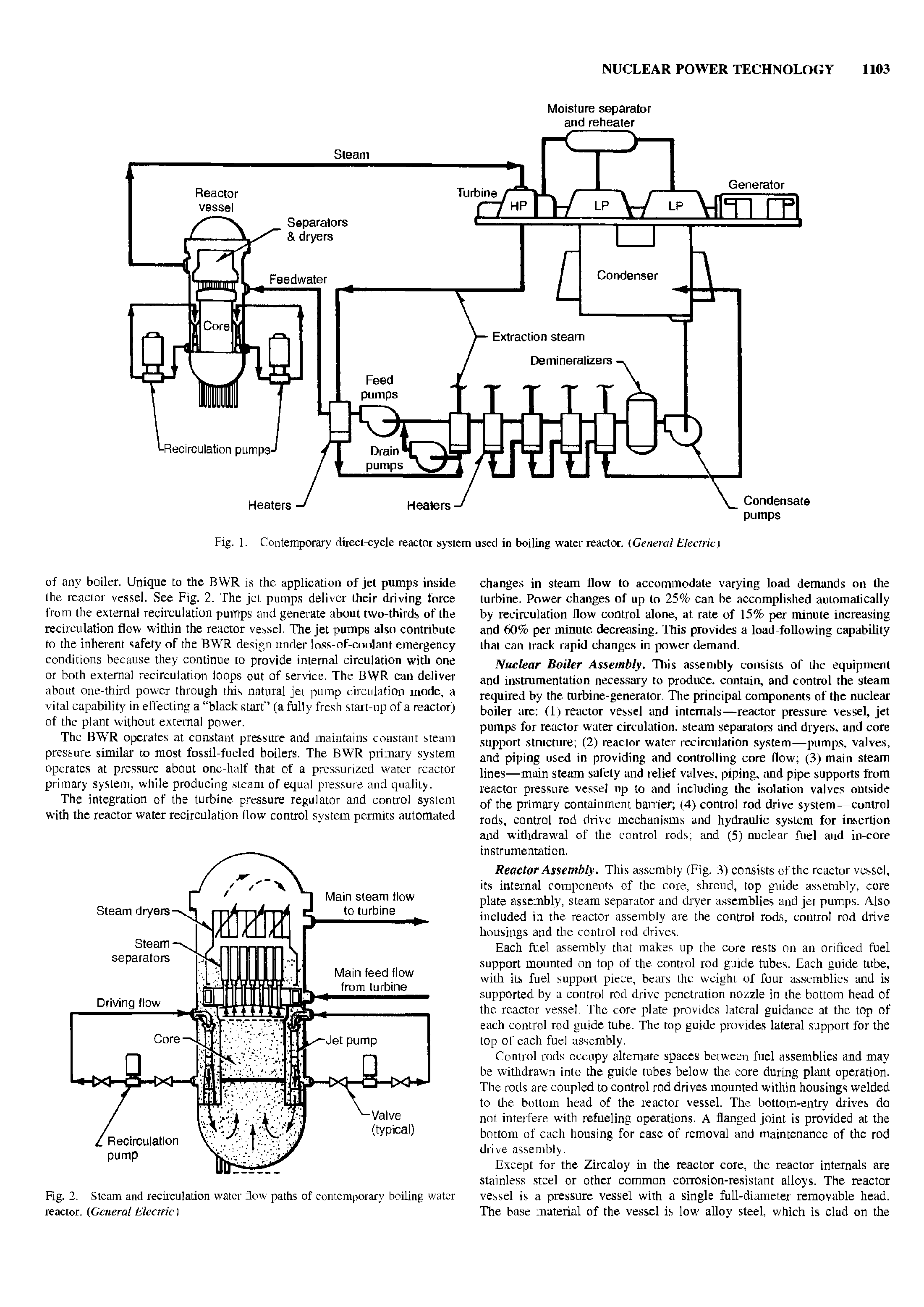 Fig. ]. Contemporary direct-cycle reactor system used in boiling water reactor. (General Electric.1...
