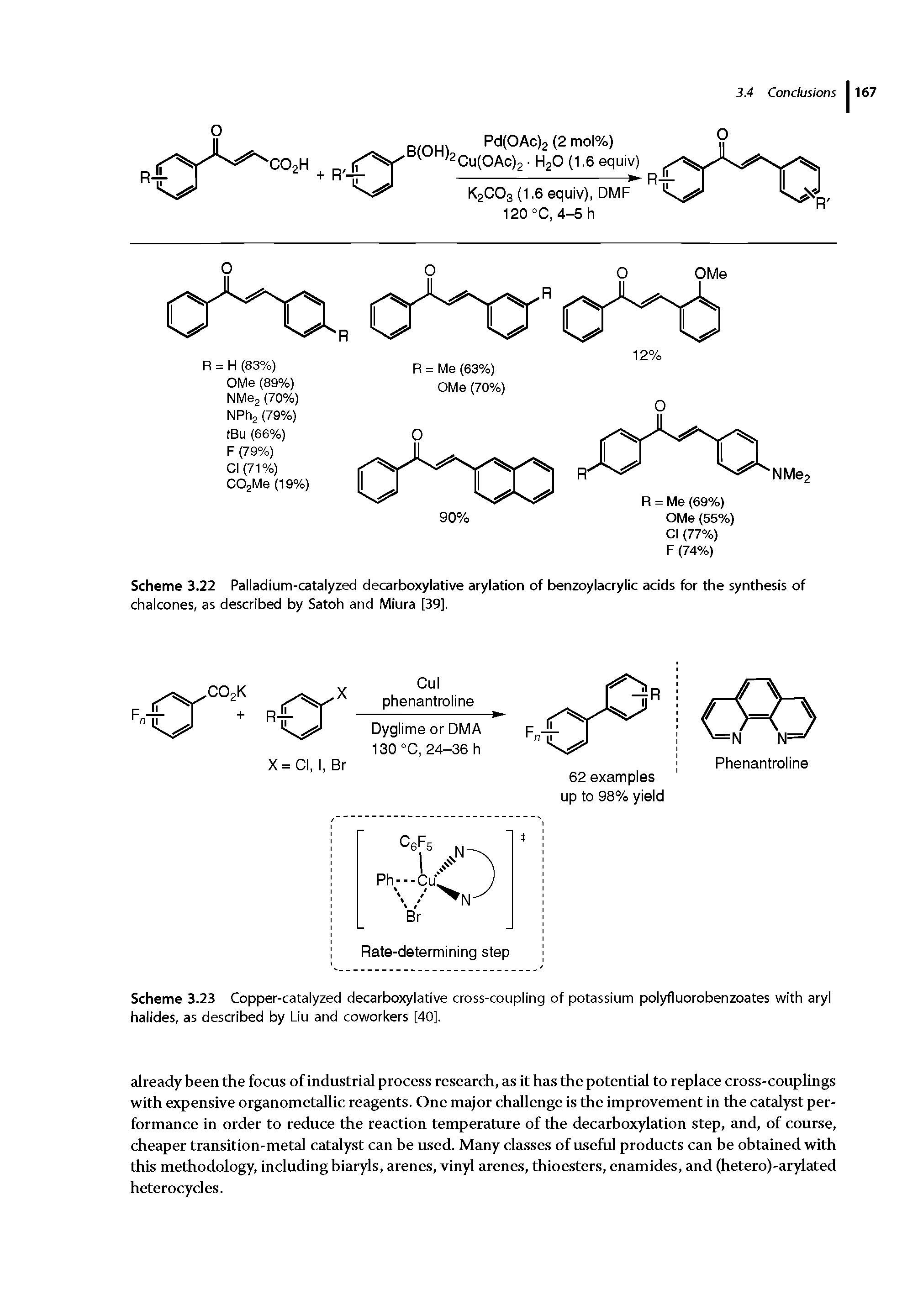 Scheme 3.22 Palladium-catalyzed decarboxylative arylation of benzoylacrylic acids for the synthesis of...