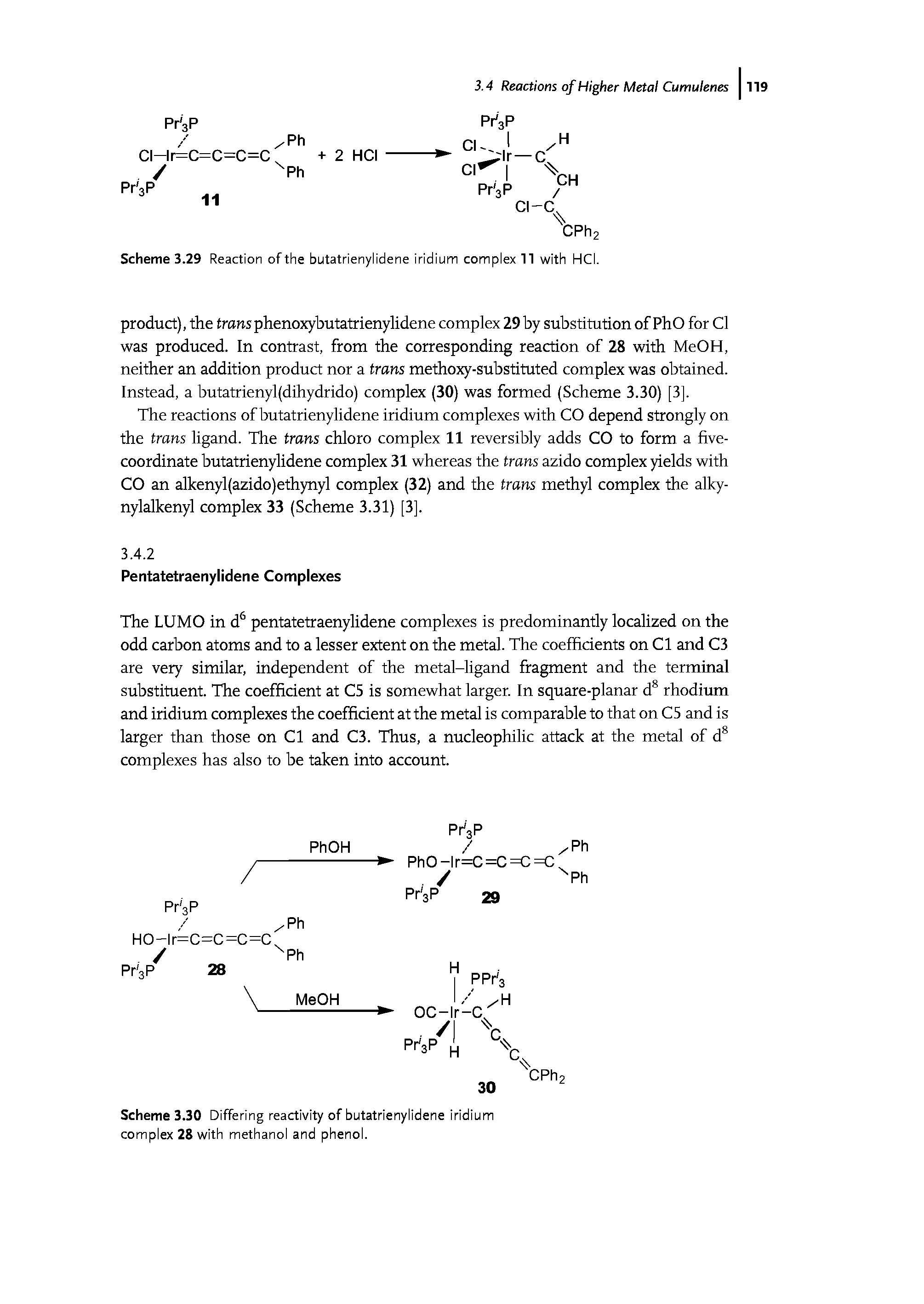 Scheme 3.29 Reaction of the butatrienylidene iridium complex 11 with HCI.