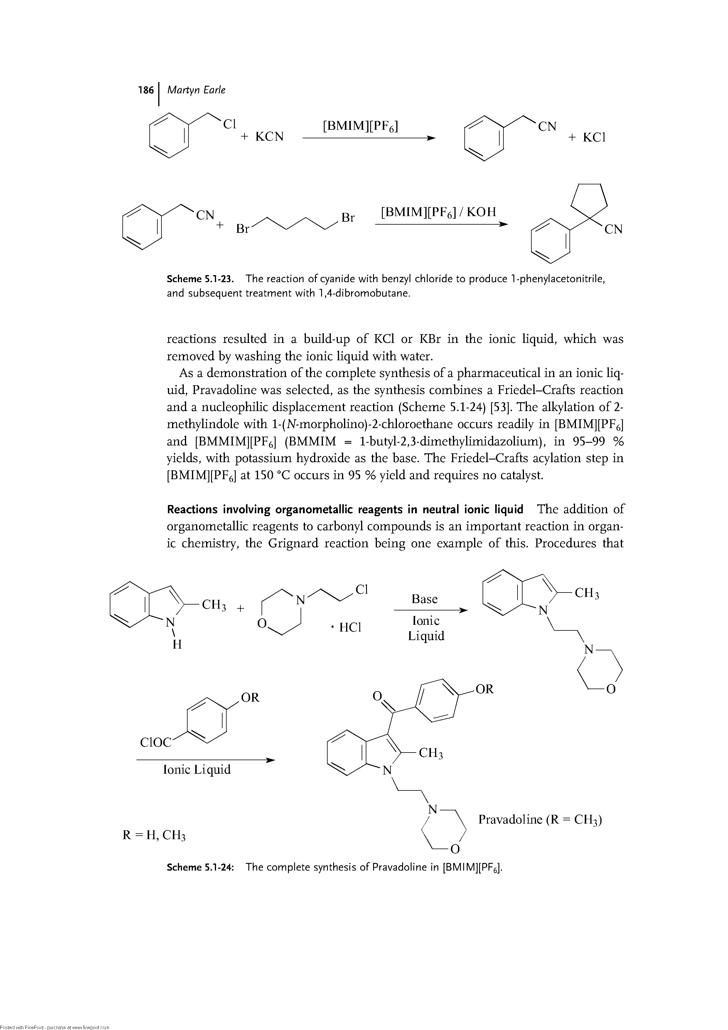 Scheme 5.1-24 The complete synthesis of Pravadoline in [BMIM][PFgj.