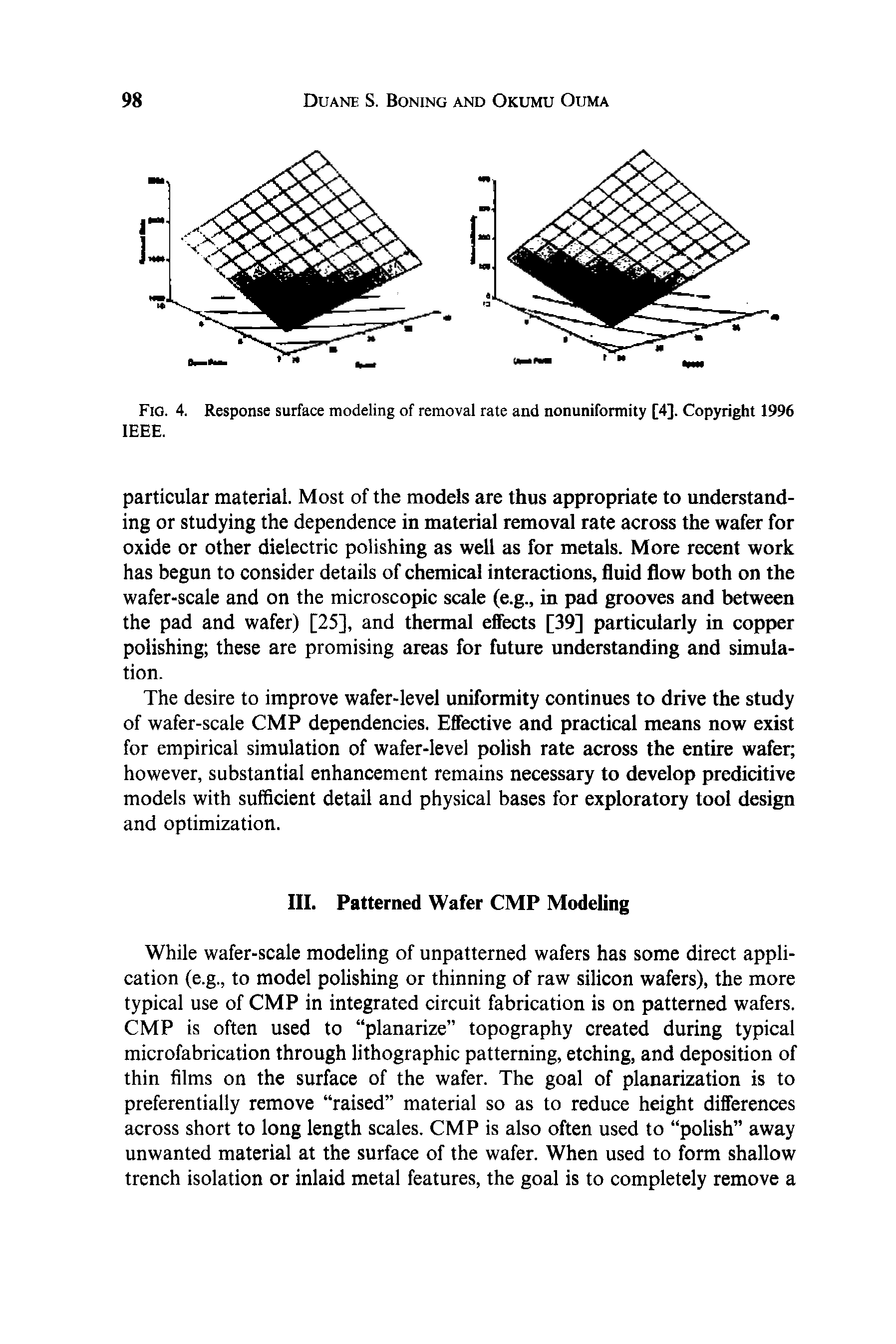 Fig. 4. Response surface modeling of removal rate and nonuniformity [4]. Copyright 1996 IEEE.