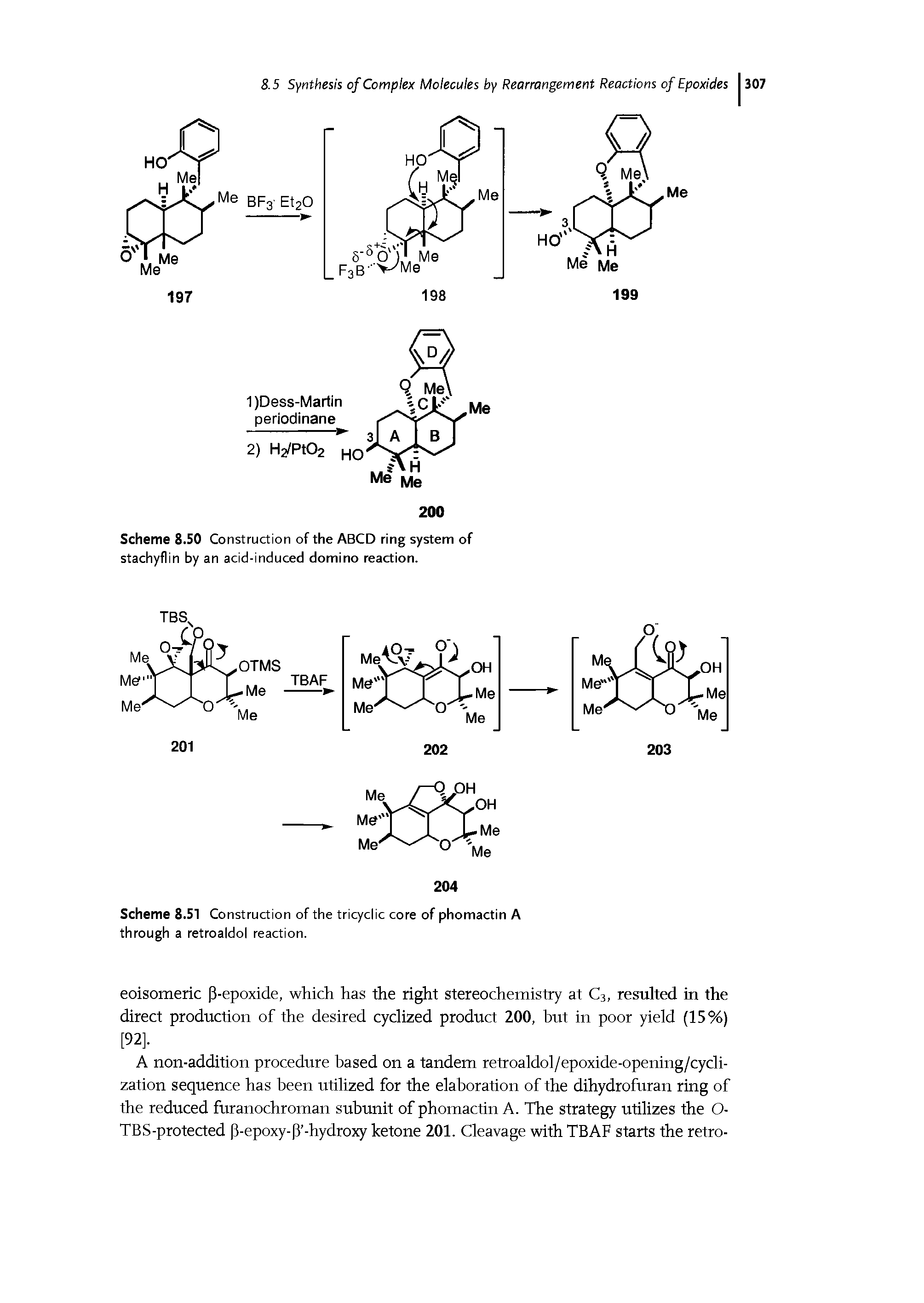 Scheme 8.50 Construction of the ABCD ring system of stachyflin by an acid-induced domino reaction.
