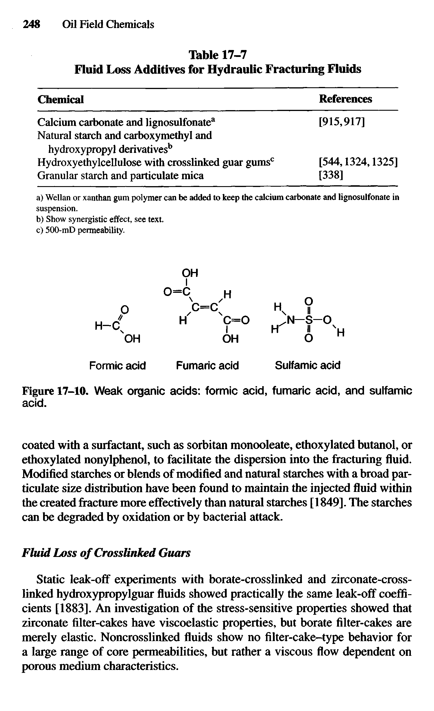 Figure 17-10. Weak organic acids formic acid, fumaric acid, and sulfamic acid.