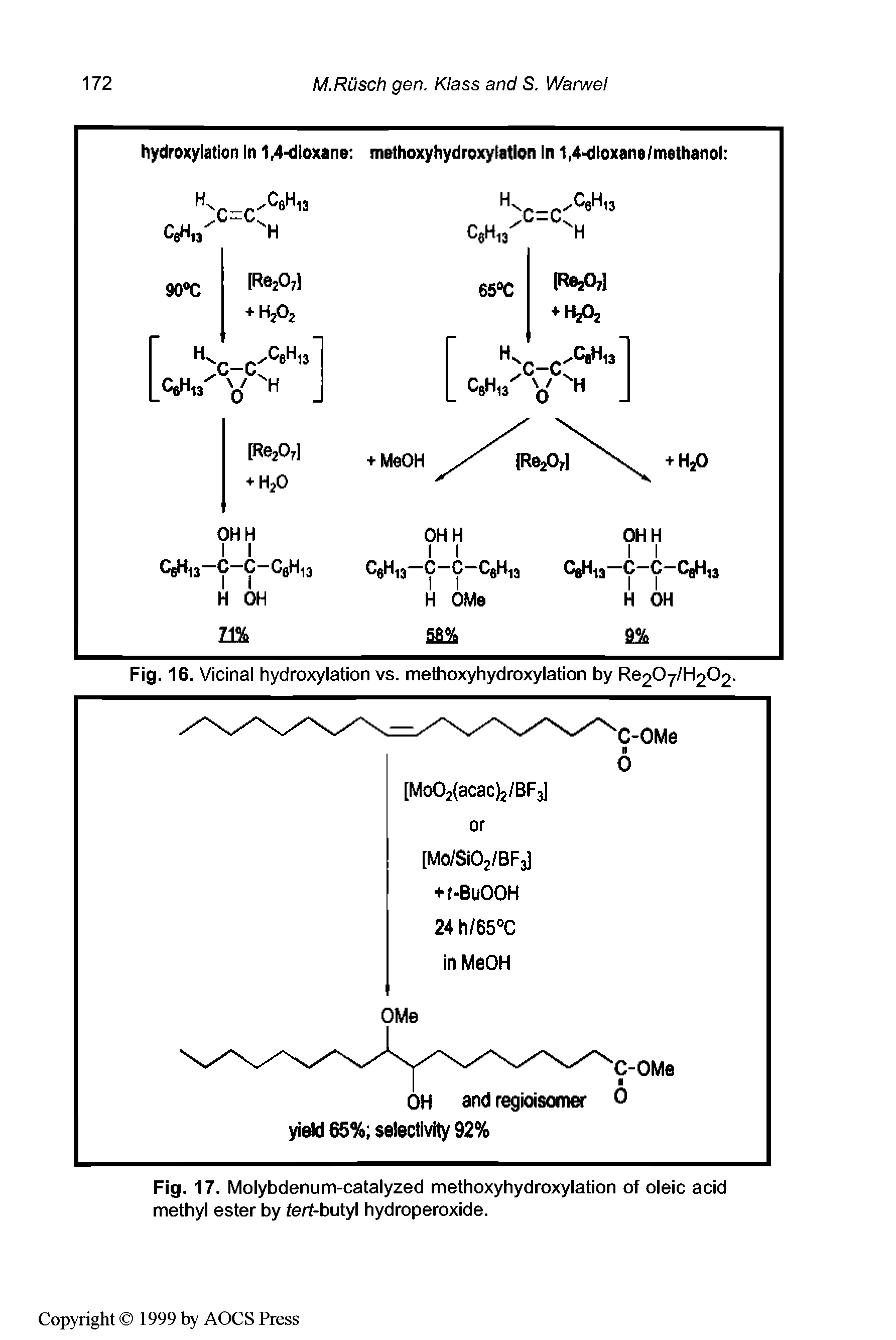 Fig. 17. Molybdenum-catalyzed methoxyhydroxylation of oleic acid methyl ester by ferf-butyl hydroperoxide.