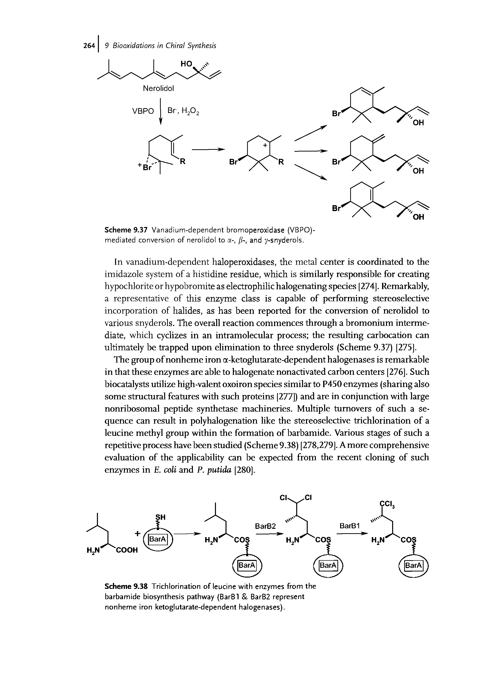 Scheme 9.37 Vanadium-dependent bromoperoxidase (VBPO)-mediated conversion of nerolidol to a-, fl-, and y-snyderols.