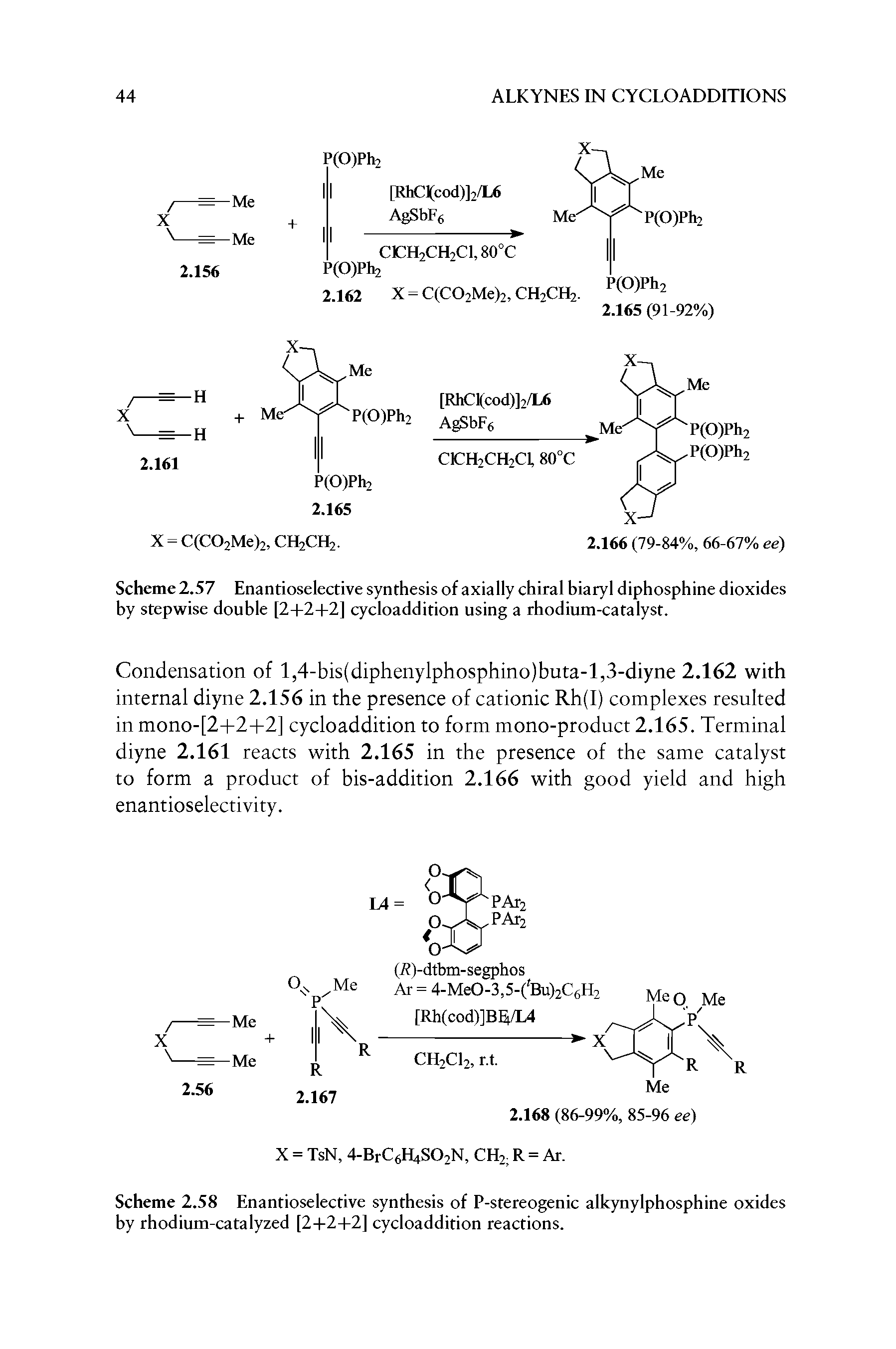 Scheme 2.57 Enantioselective synthesis of axially chiral biaryl diphosphine dioxides by stepwise double [24-24-2] cycloaddition using a rbodium-catalyst.