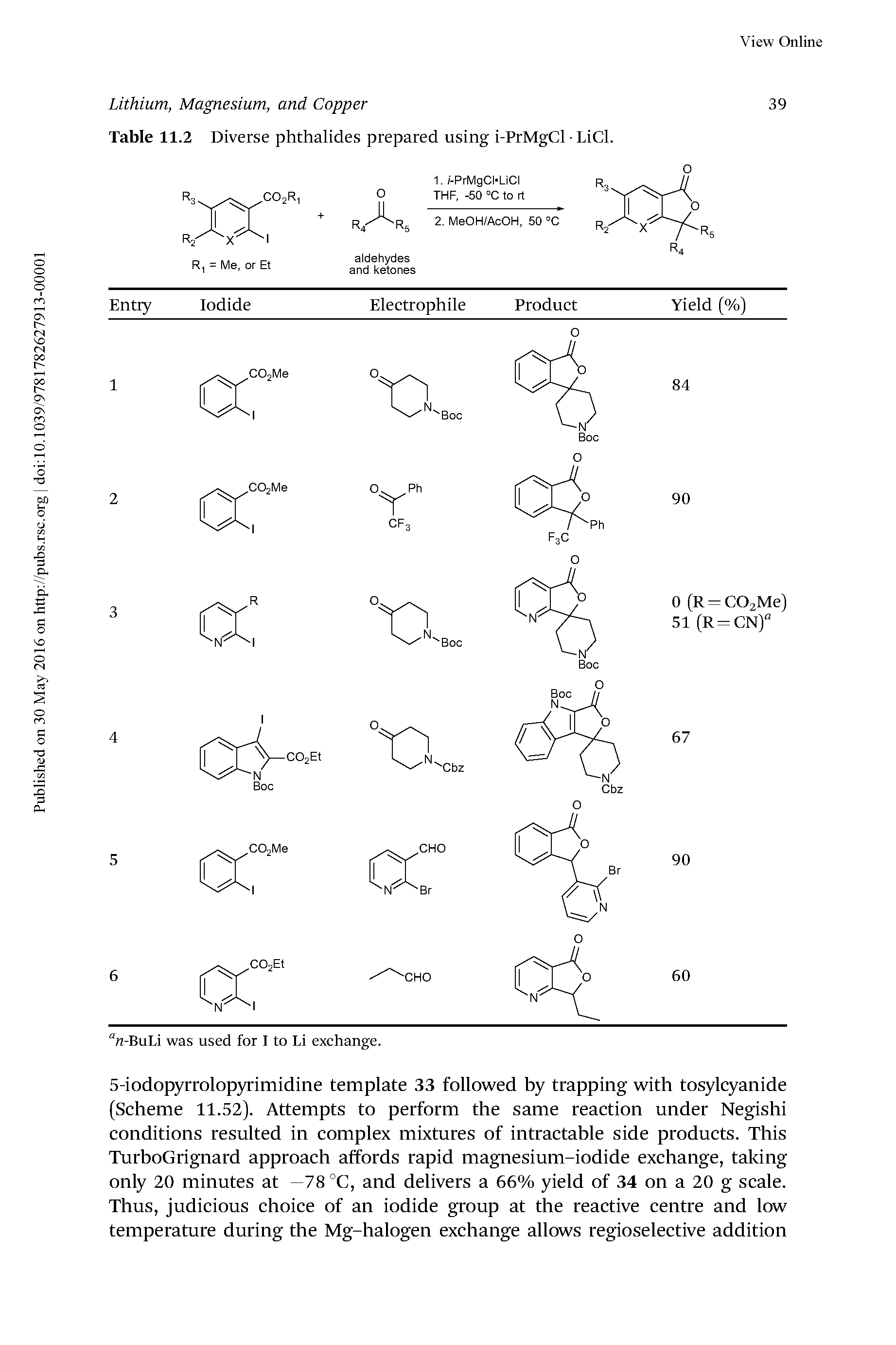 Table 11.2 Diverse phthalides prepared using i-PrMgCl LiCl.