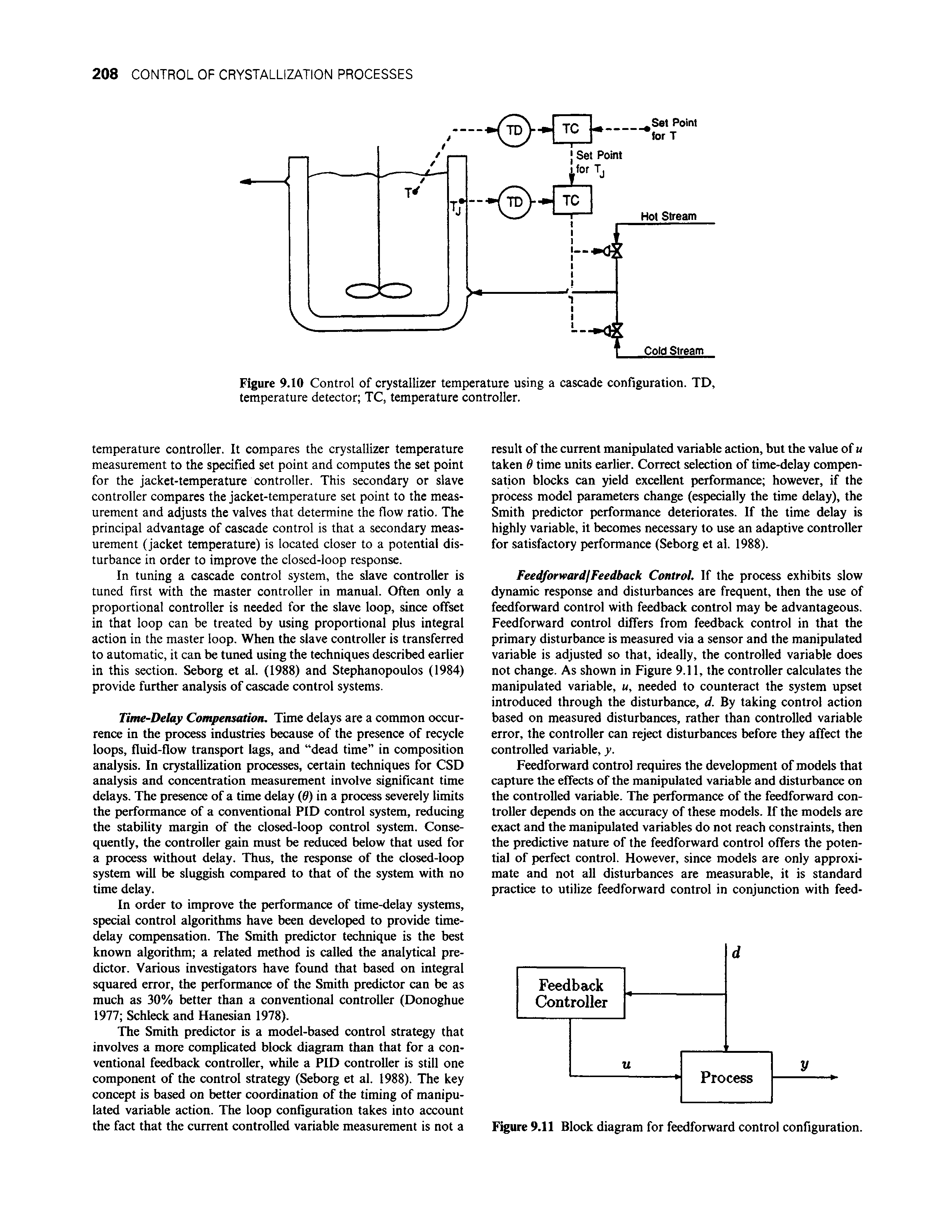 Figure 9.10 Control of crystallizer temperature using a cascade configuration. TD, temperature detector TC, temperature controller.