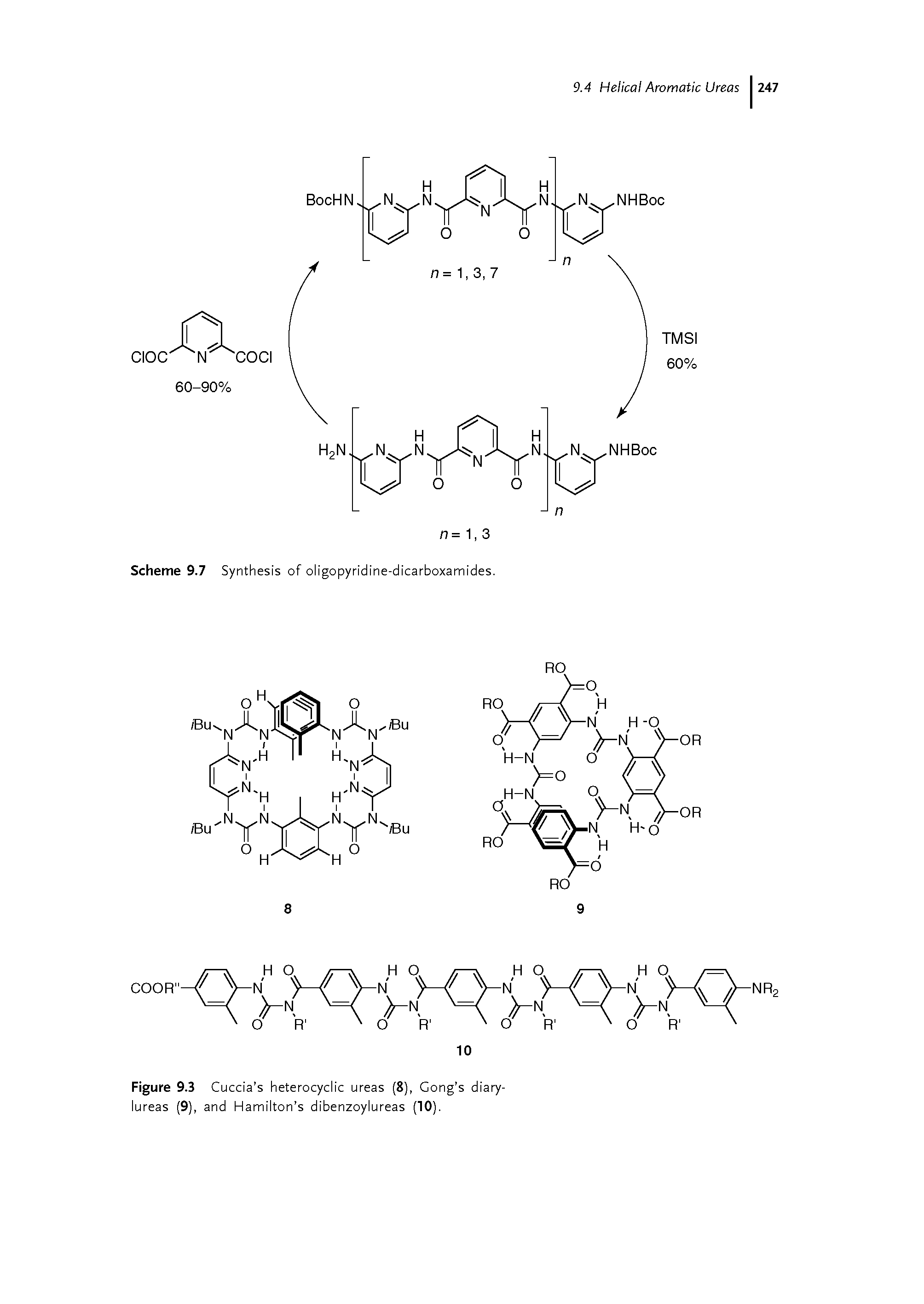 Figure 9.3 Cuccia s heterocyclic ureas (8), Gong s diary-lureas (9), and Hamilton s dibenzoylureas (10).