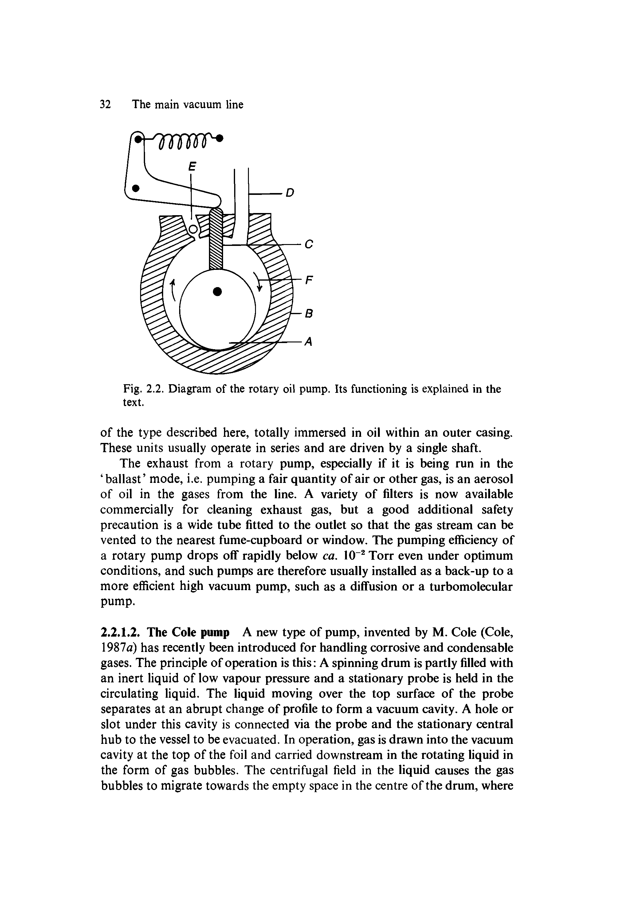 Fig. 2.2. Diagram of the rotary oil pump. Its functioning is explained in the text.