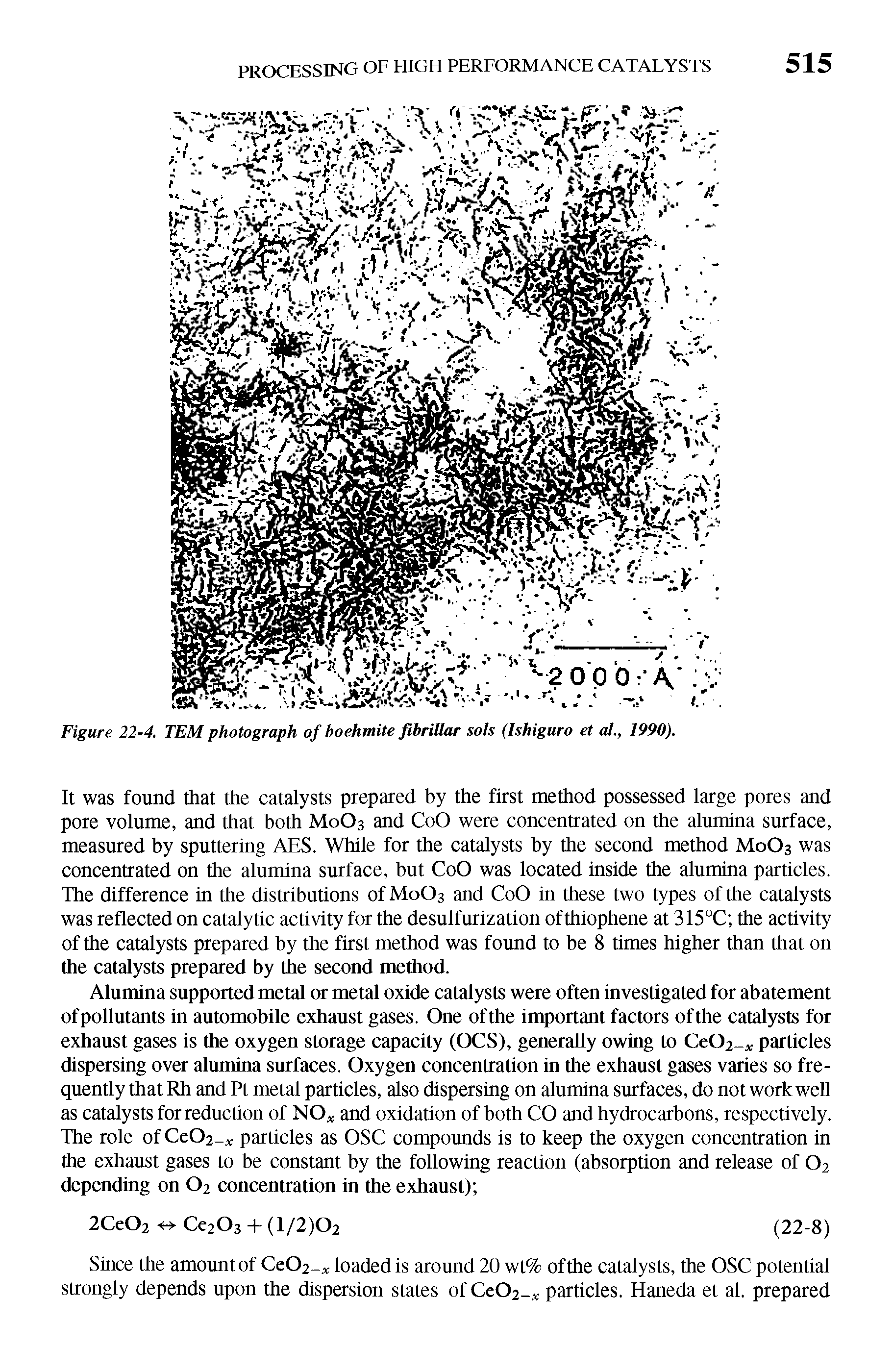 Figure 22-4. TEM photograph of boehmite fibrillar sols (Ishiguro et al., 1990).