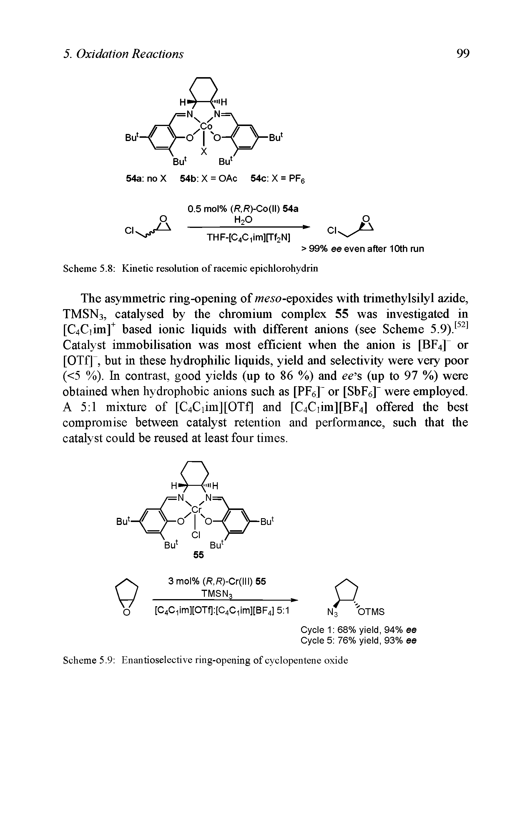 Scheme 5.9 Enantioselective ring-opening of cyclopentene oxide...