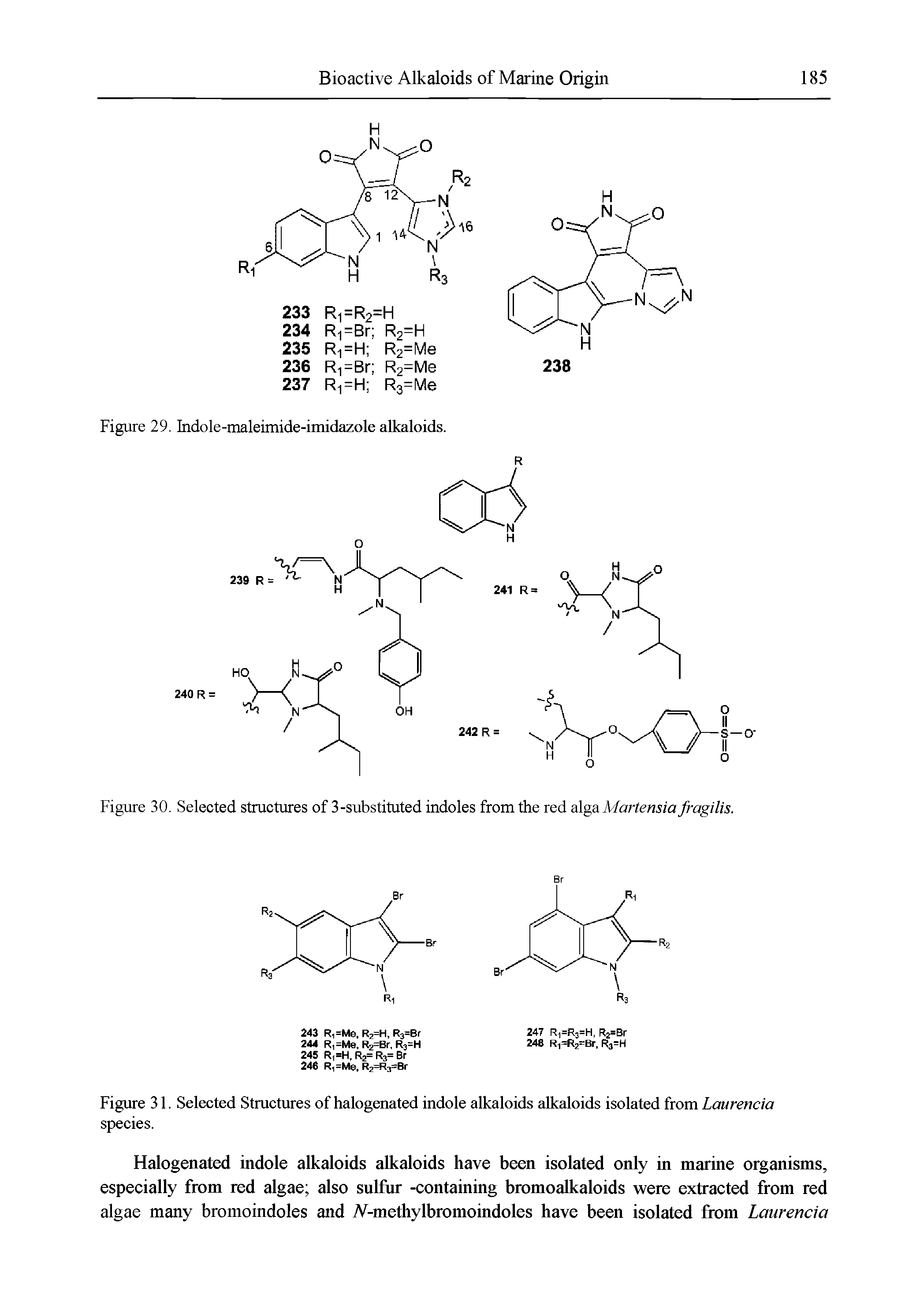 Figure 31. Selected Structures of halogenated indole alkaloids alkaloids isolated from Laurencia species.